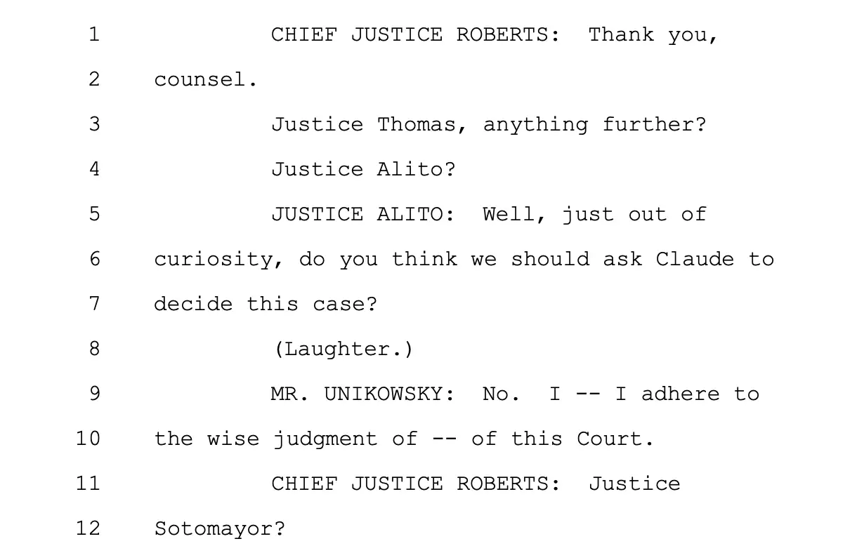 A screenshot of the transcript of the Supreme Court oral argument for Jules v. Andre Balazs Properties.