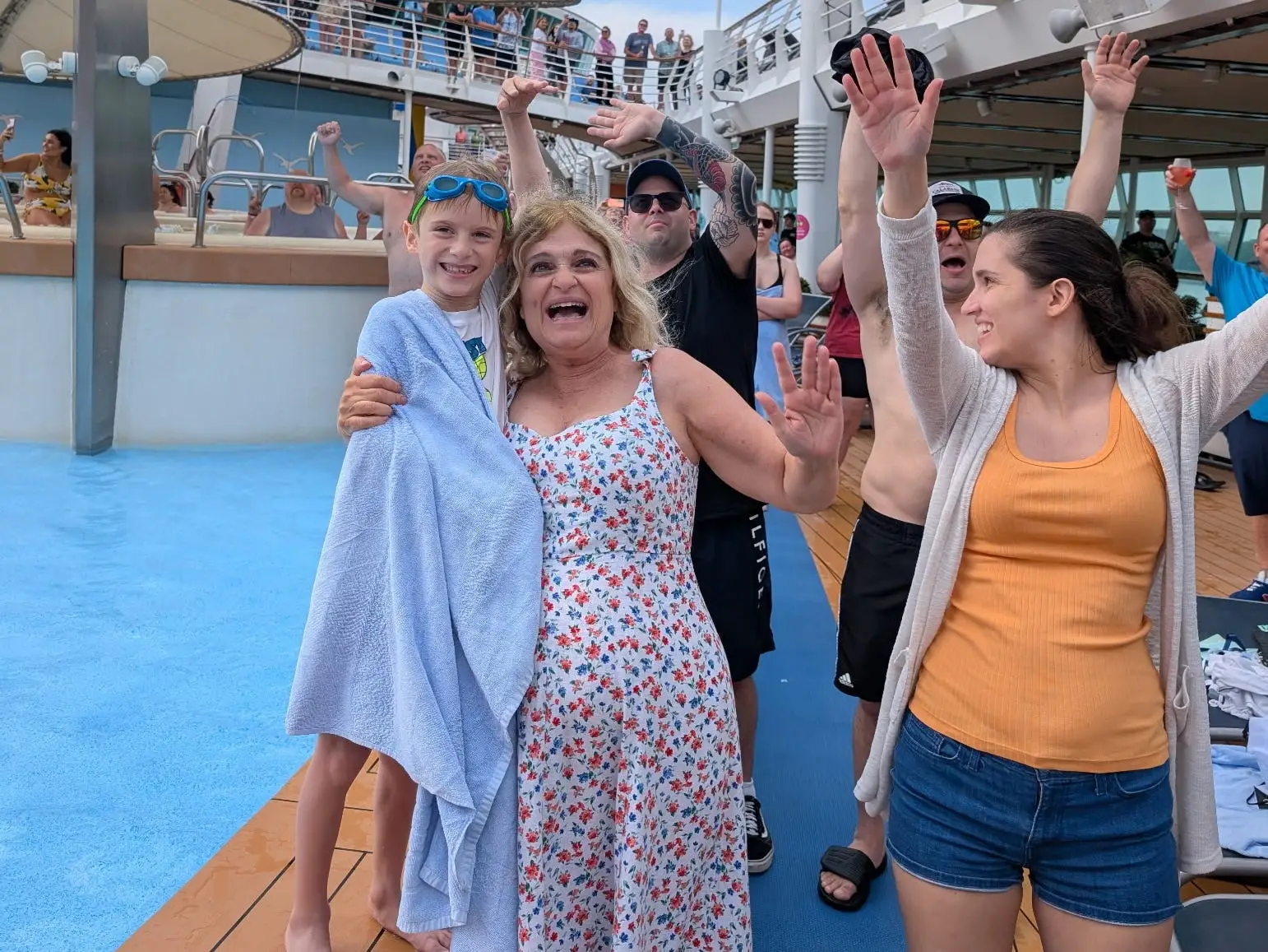 A family on board a cruise ship