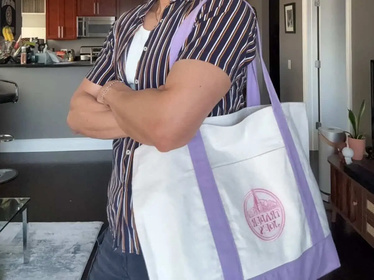 John Lee with his lavender tote.