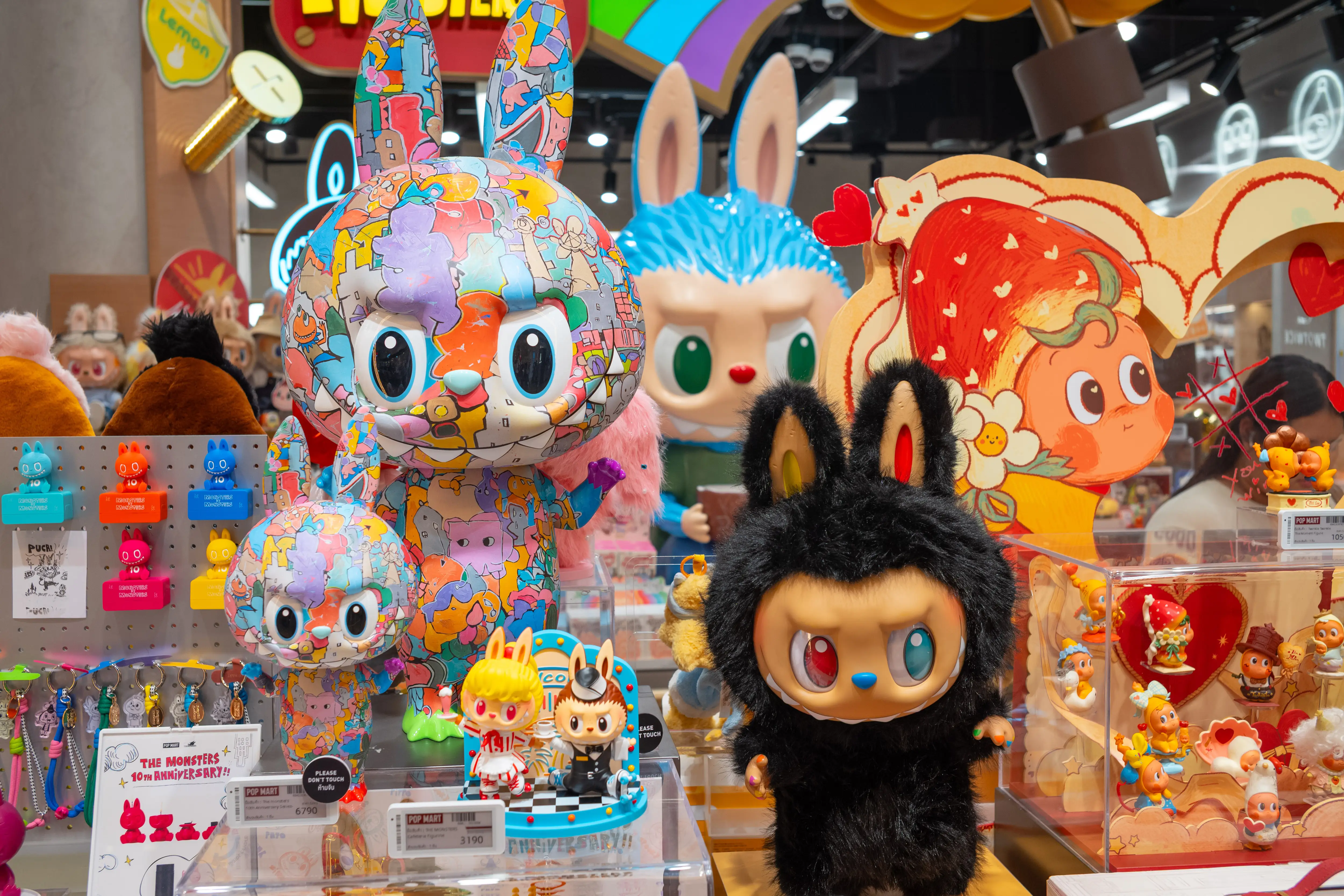 Colorful Labubu toys are seen at the Pop Mart shop in the Mega Bangna shopping mall.