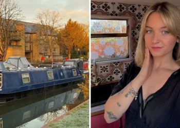 A woman lives in a 50-foot narrowboat she bought for around $40,000. It saves her over $1,000 each month.