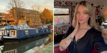 A woman lives in a 50-foot narrowboat she bought for around $40,000. It saves her over $1,000 each month.