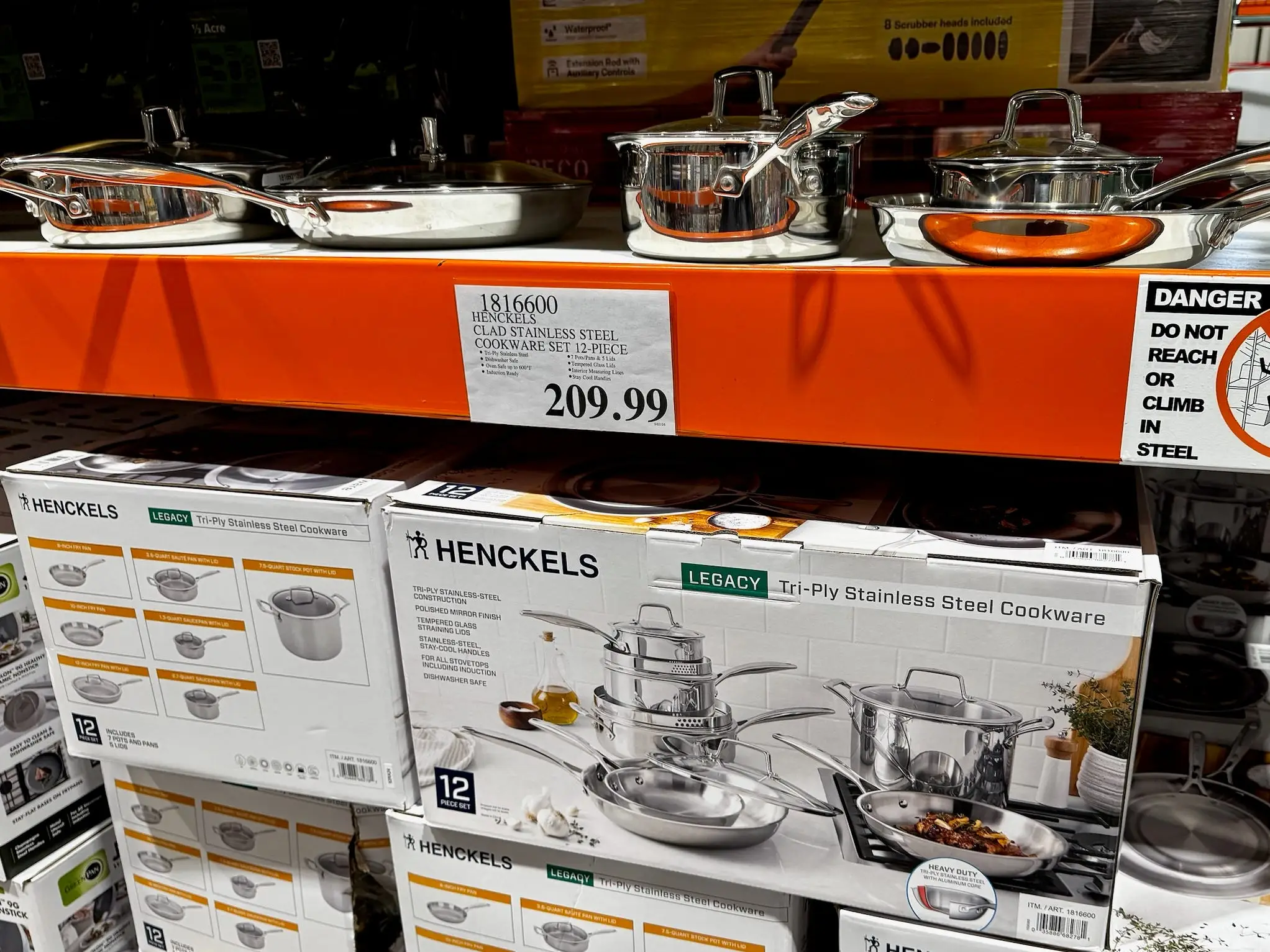 A Henckel's cookware set at Costco.
