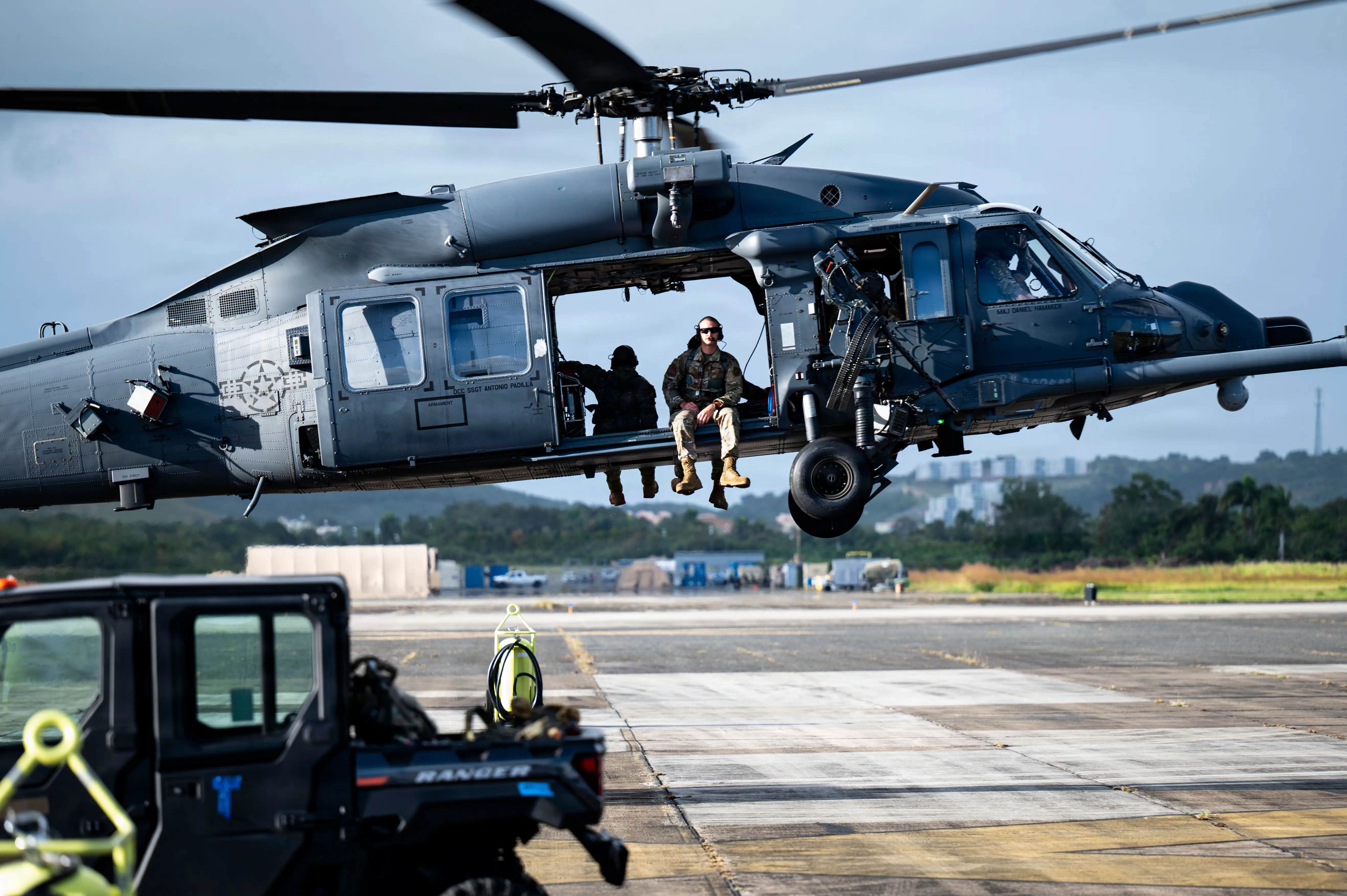 An Air Force HH-60W Jolly Green II takes off in Ceiba, Puerto Rico, Jan. 23, 2026.