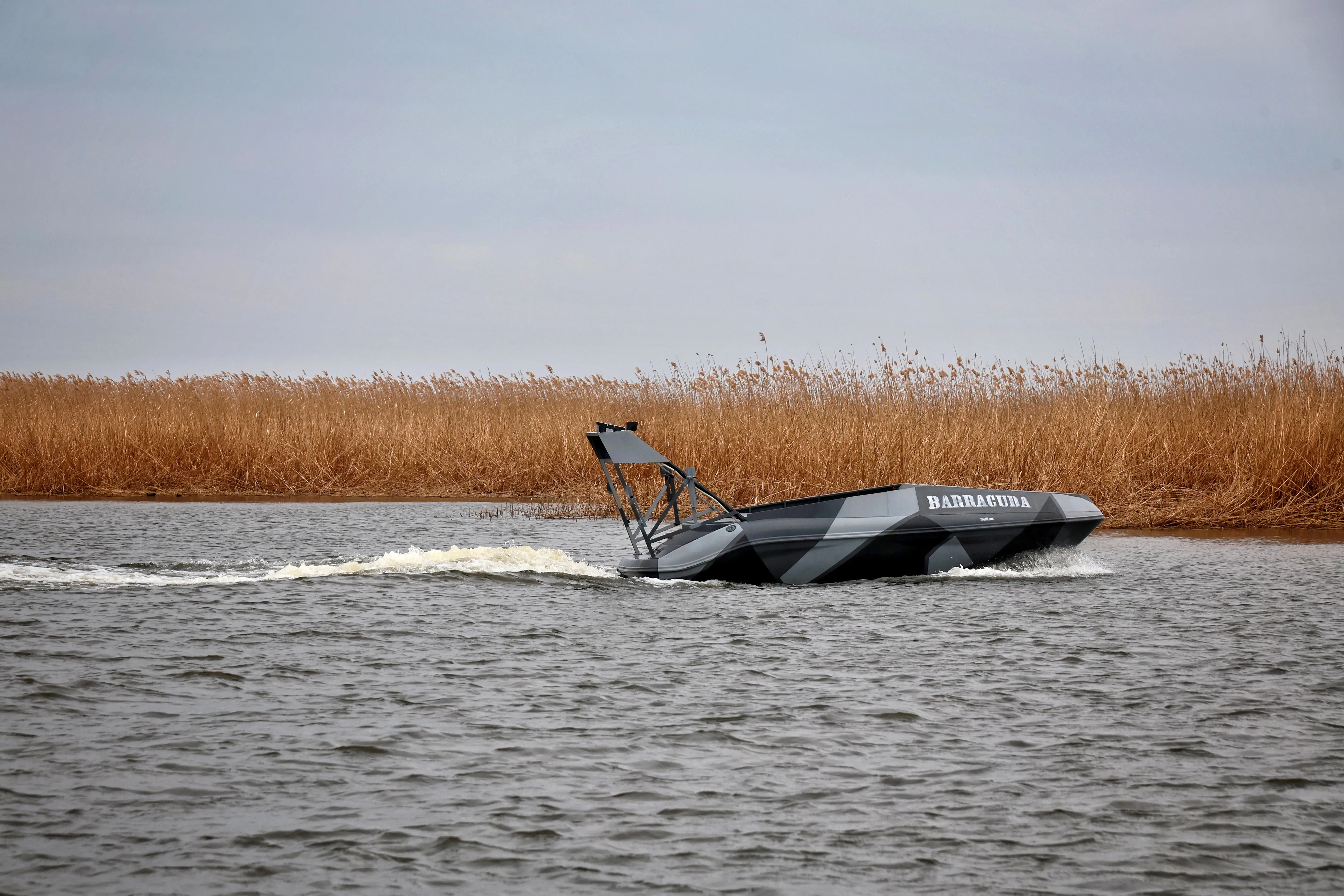 A Barracuda unmanned surface vessel undergoes testing in southern Ukraine on March 30, 2026.