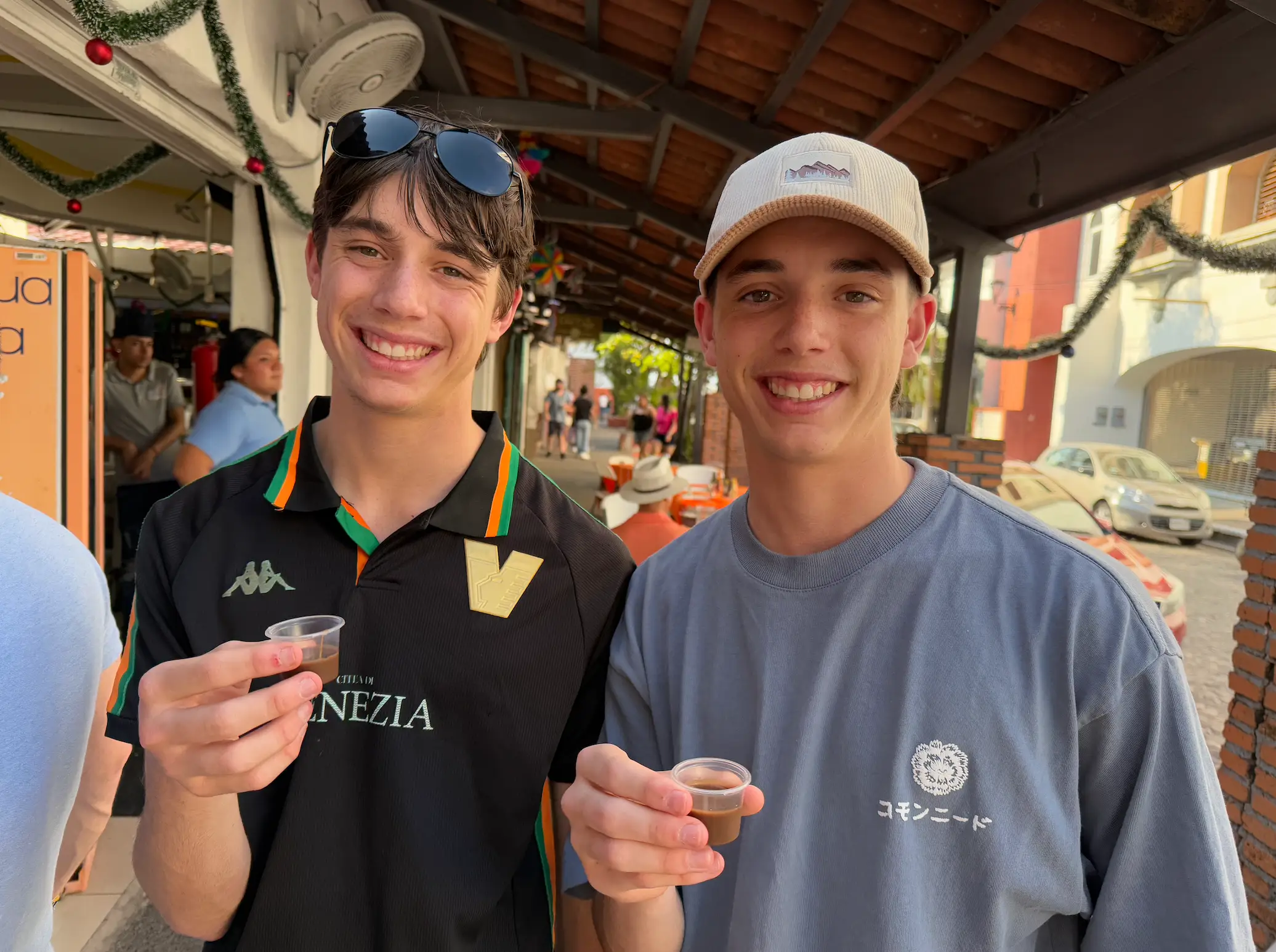 Young men with drinks