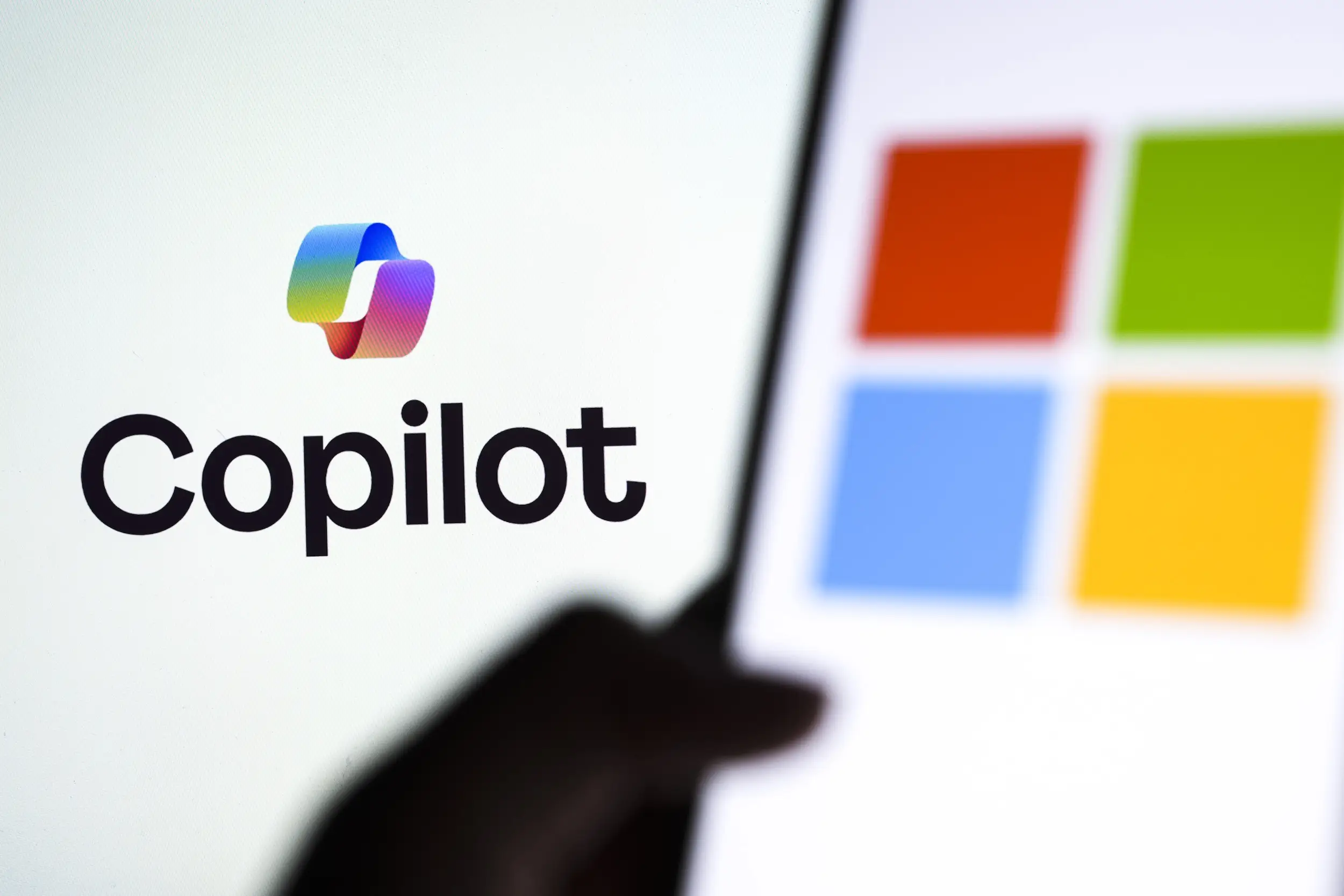 A photo illustration of the Microsoft Copilot logo