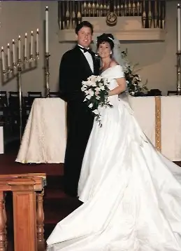 Christina Daves and her husband on their weddings day