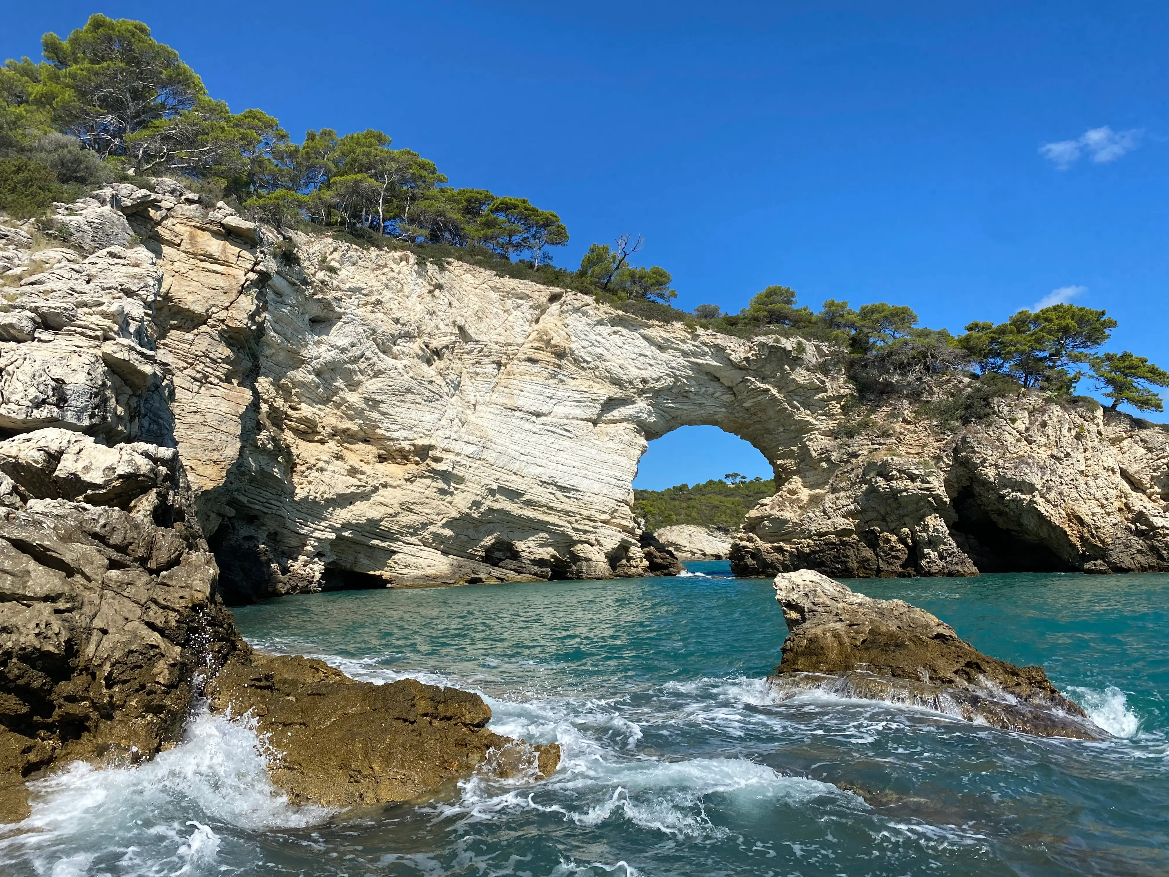 Gargano's rock formations in Vieste, Italy.