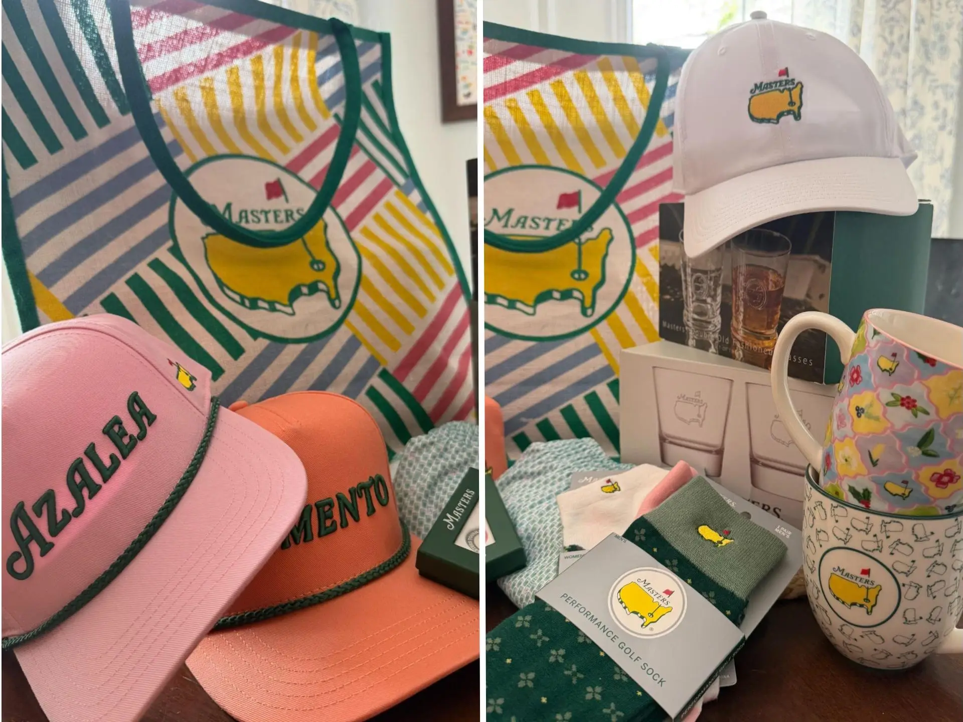 The merchandise that Liz Godfrey bought at the Masters Tournament.