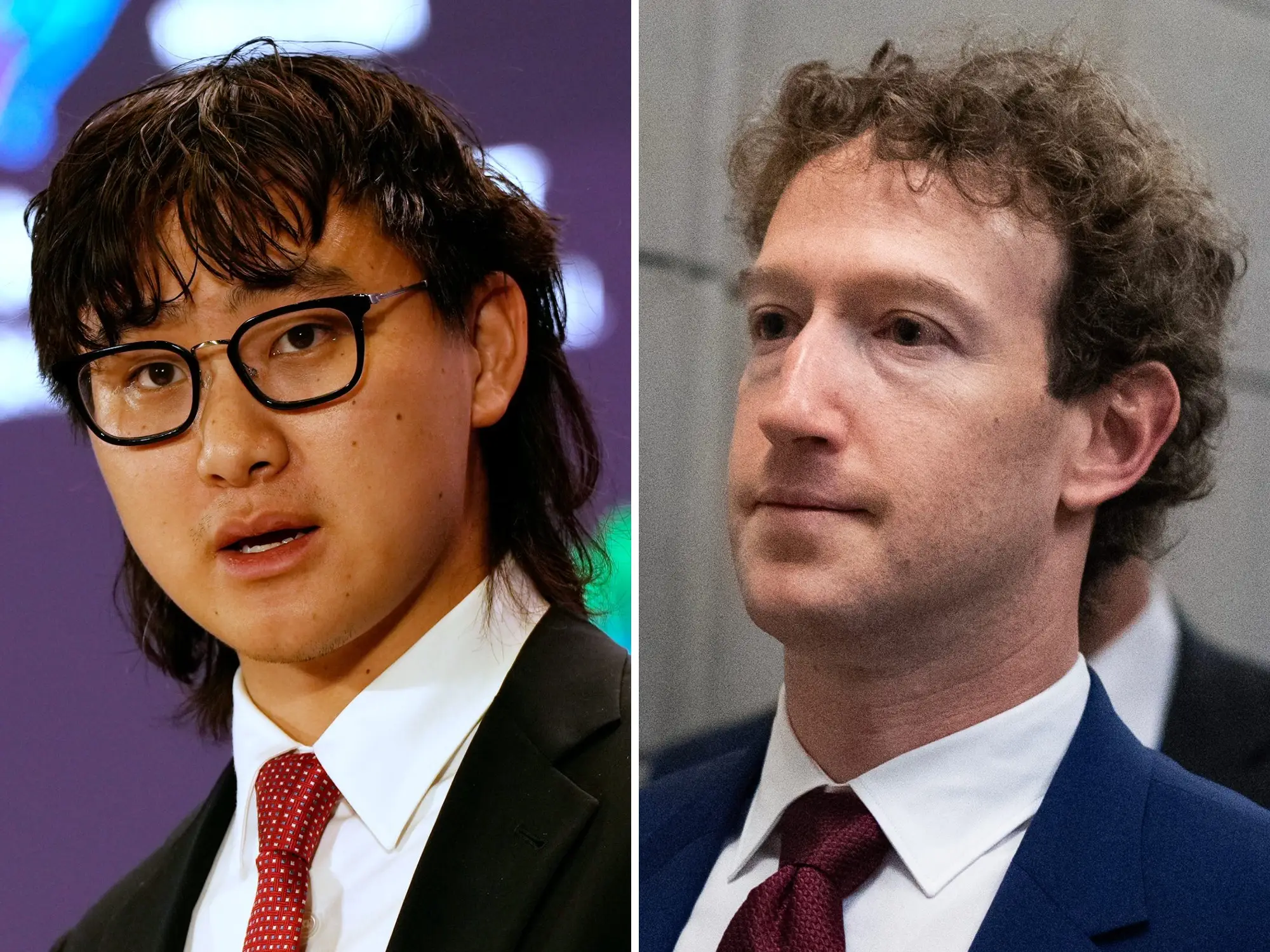 Alexandr Wang and Meta CEO Mark Zuckerberg are featured.