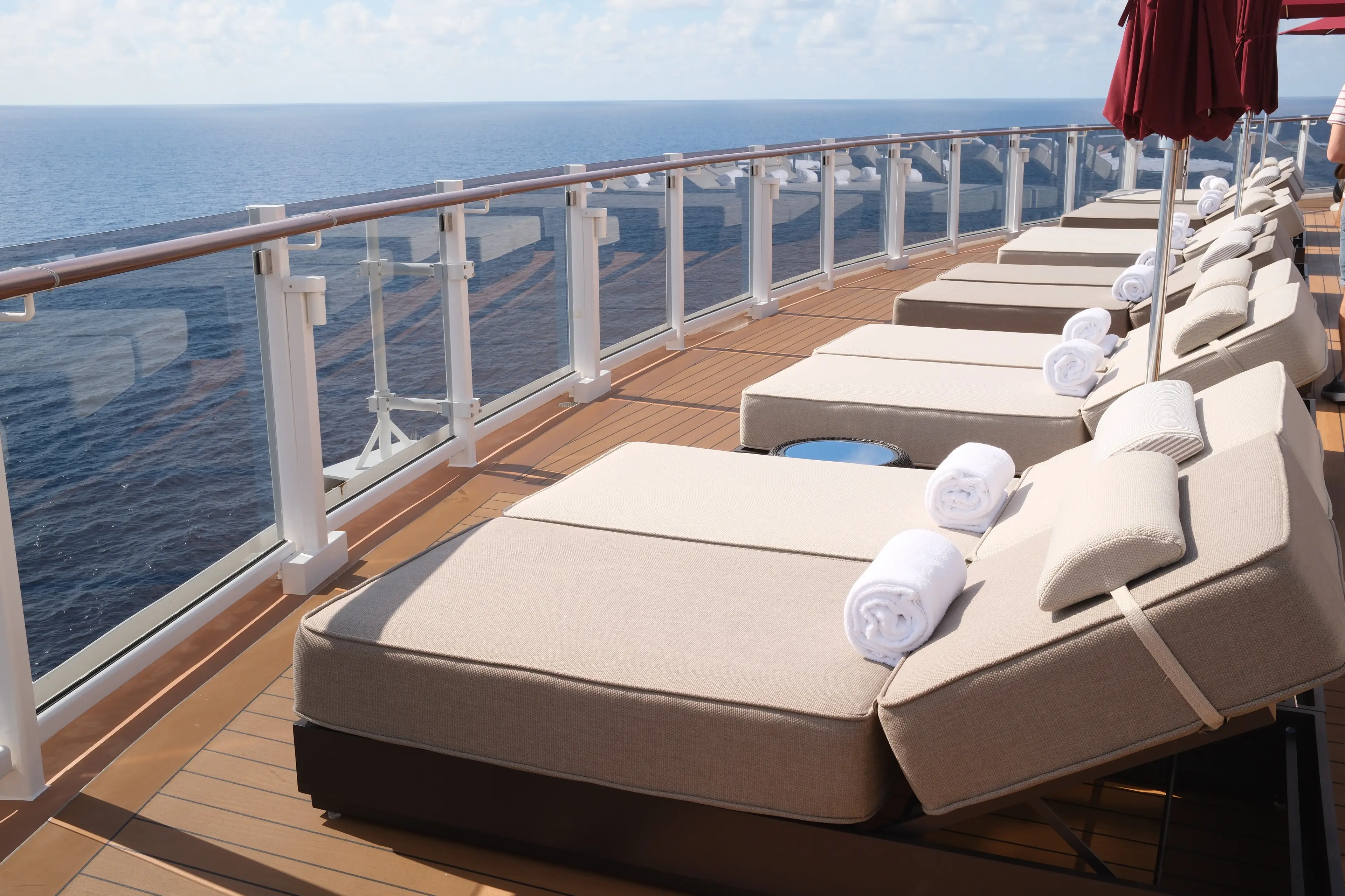 Plush loung chairs on Norwegian Luna