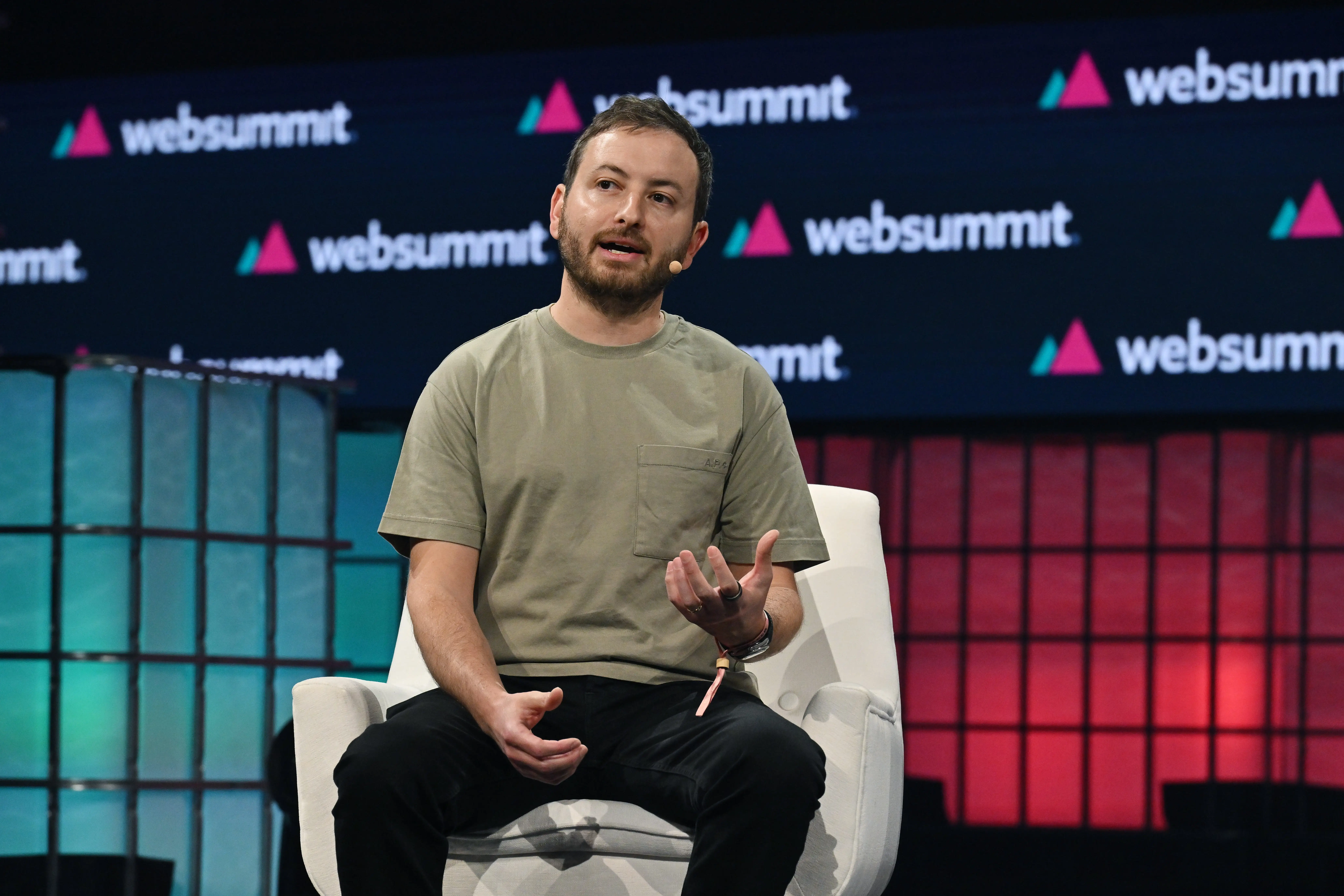 Lisbon , Portugal - 16 November 2023; Daniel Yanisse, Co-founder & CEO, Checkr, on Cente Stage during day three of Web Summit 2023 at the Altice Arena in Lisbon, Portugal. (Photo By Tyler Miller/Sportsfile for Web Summit via Getty Images)