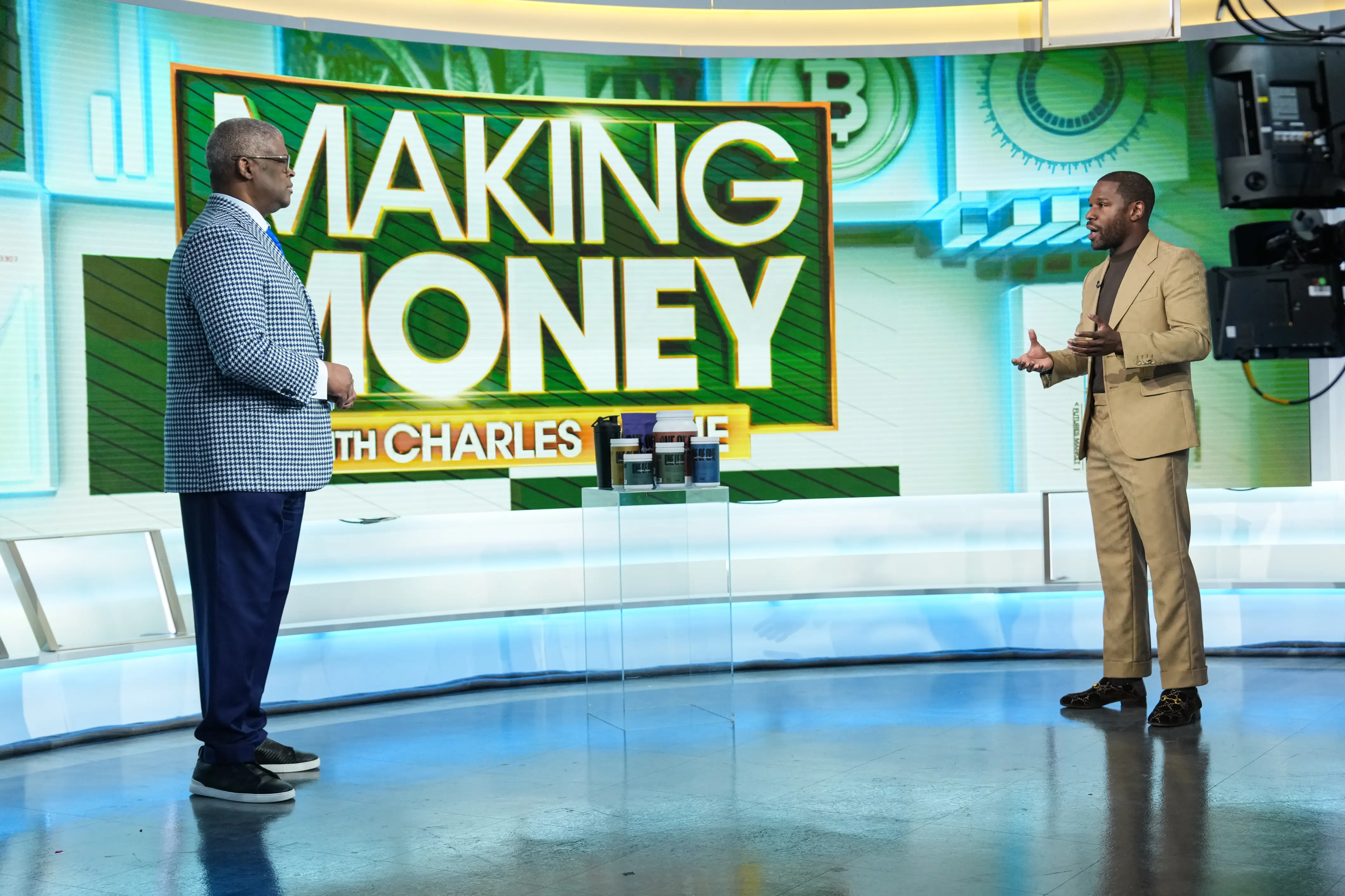 Floyd Mayweather on a TV set