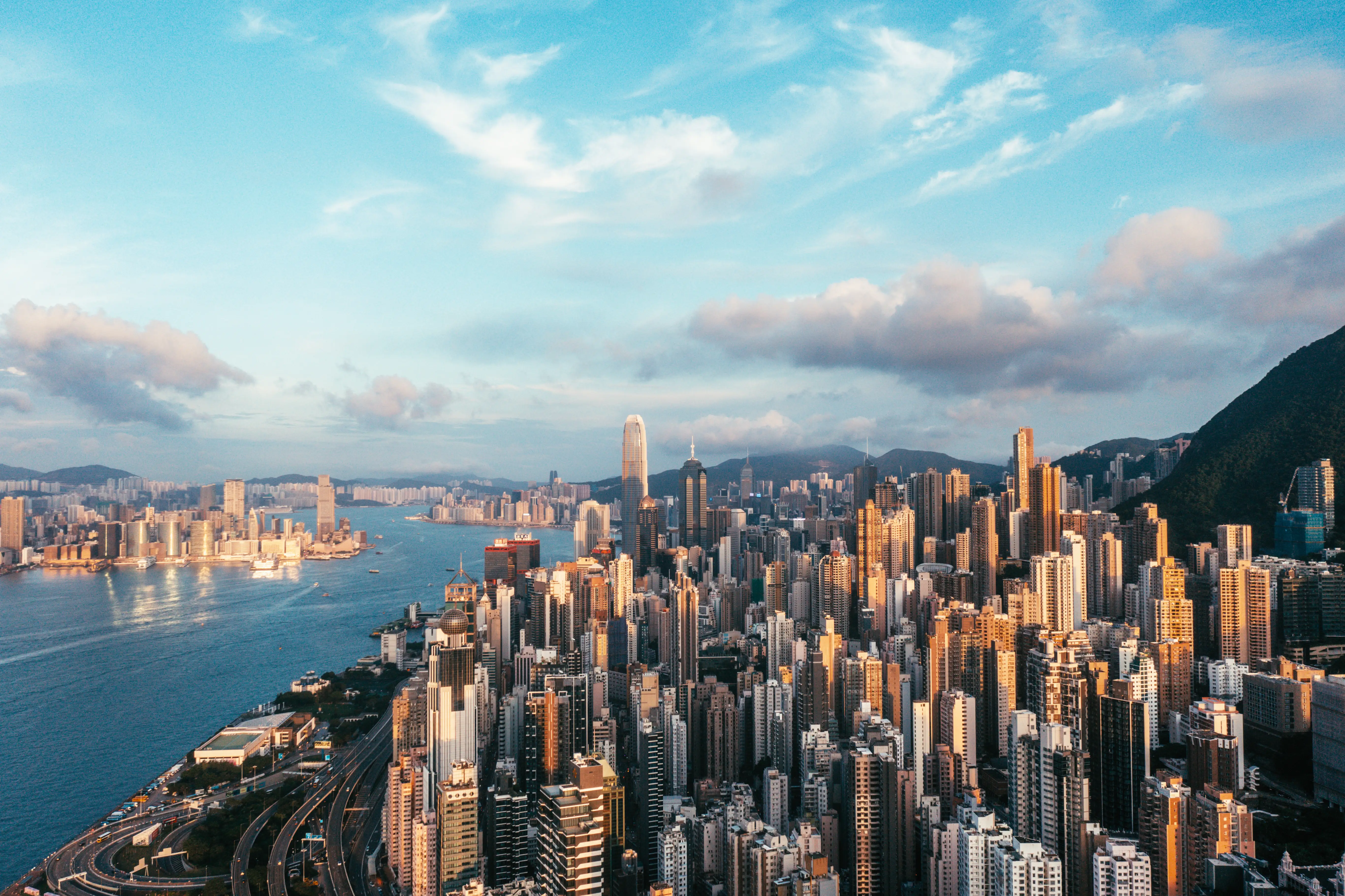 An aerial view of Hong Kong.