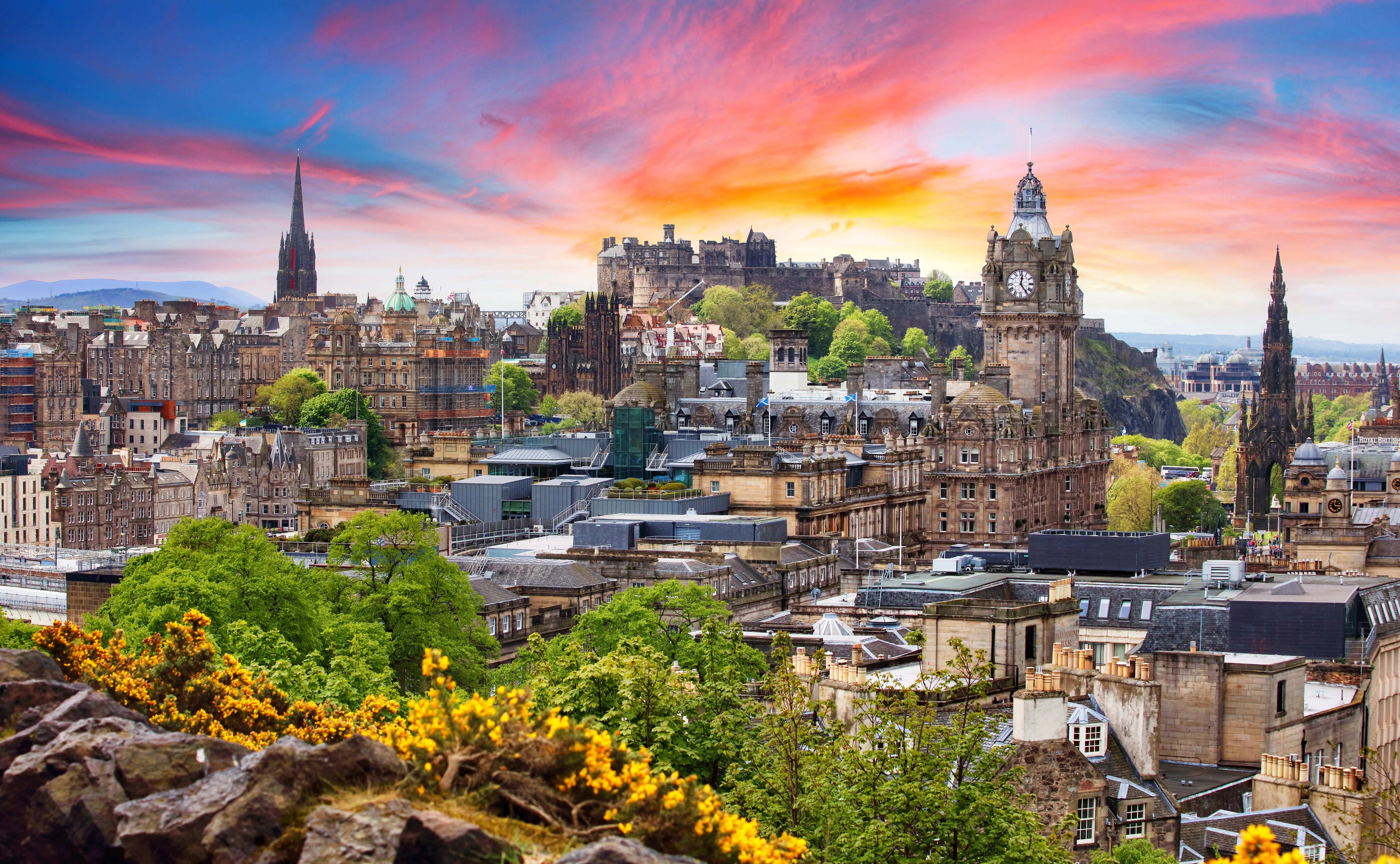 Edinburgh Castle, Scotland, at sunset.