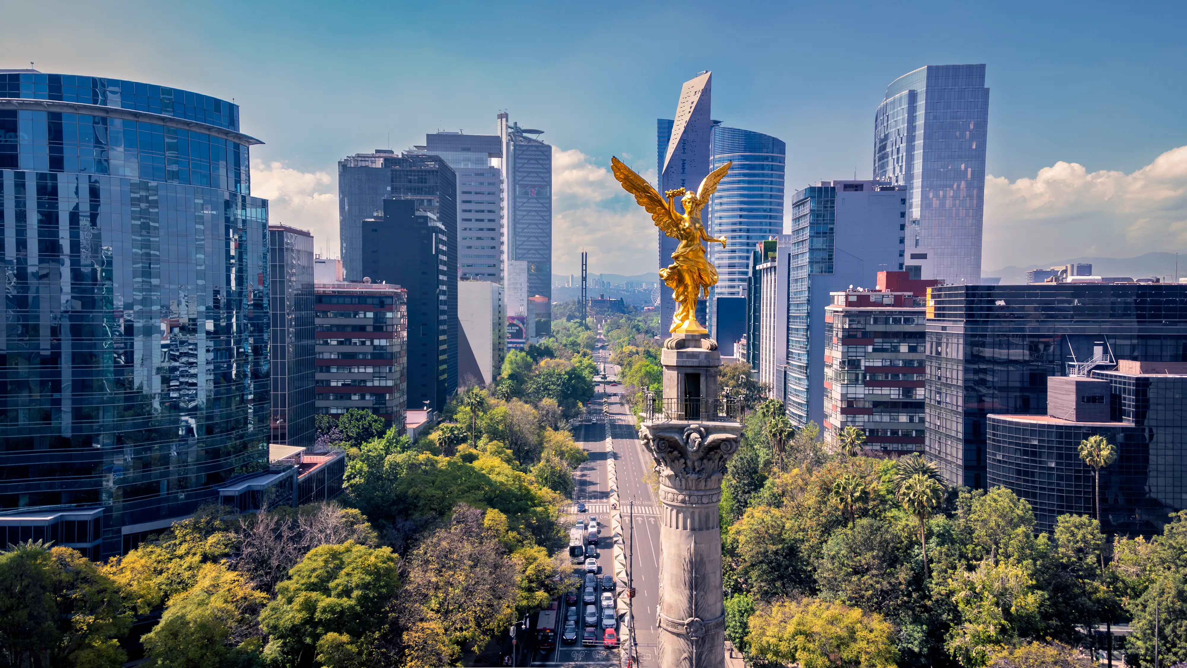 The Golden Angel of Independence monument in Mexico City.