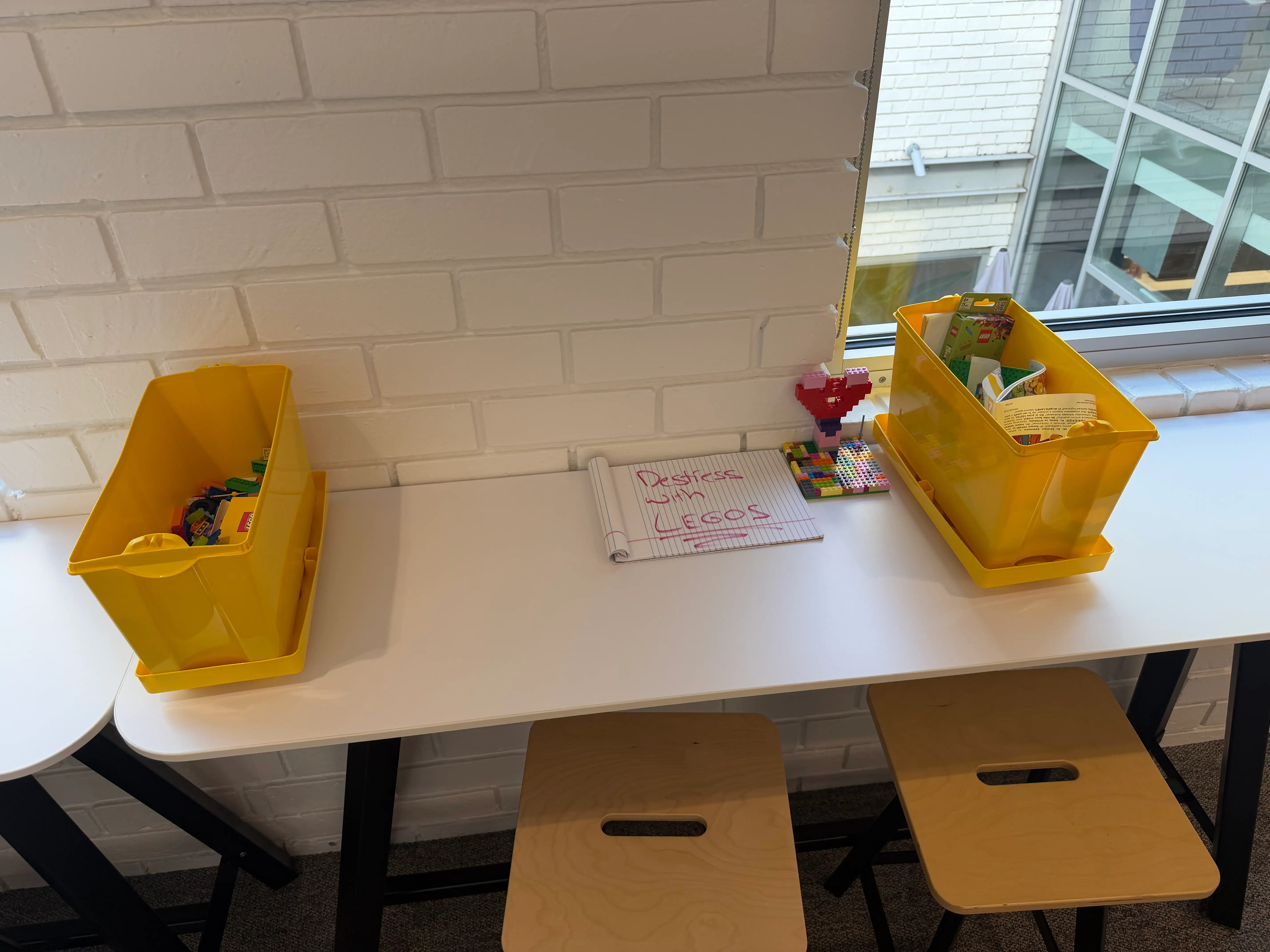 A Lego setup is pictured at the Tinder office.