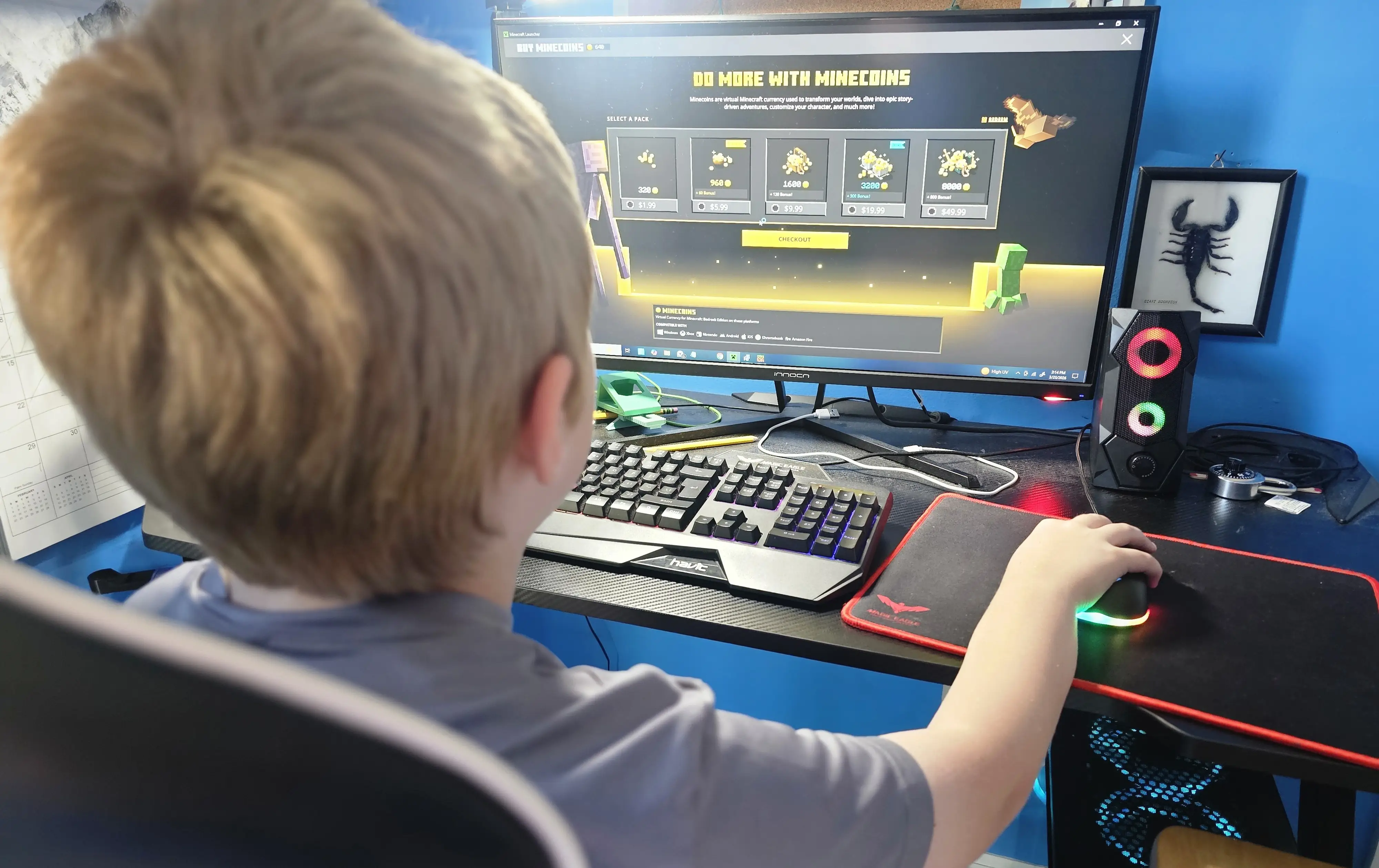 Child playing minecraft