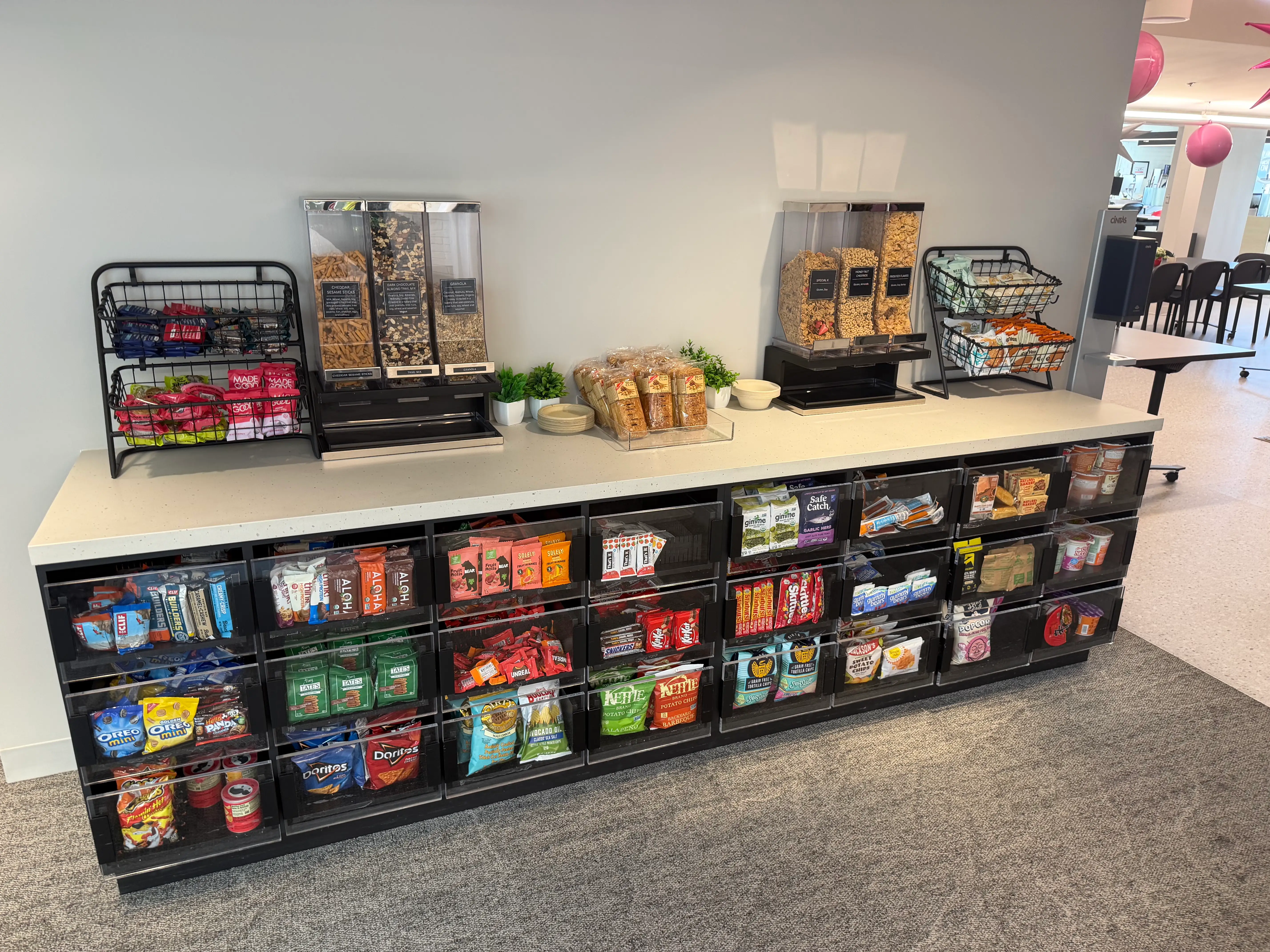 The snacks at Tinder's headquarters are pictured.