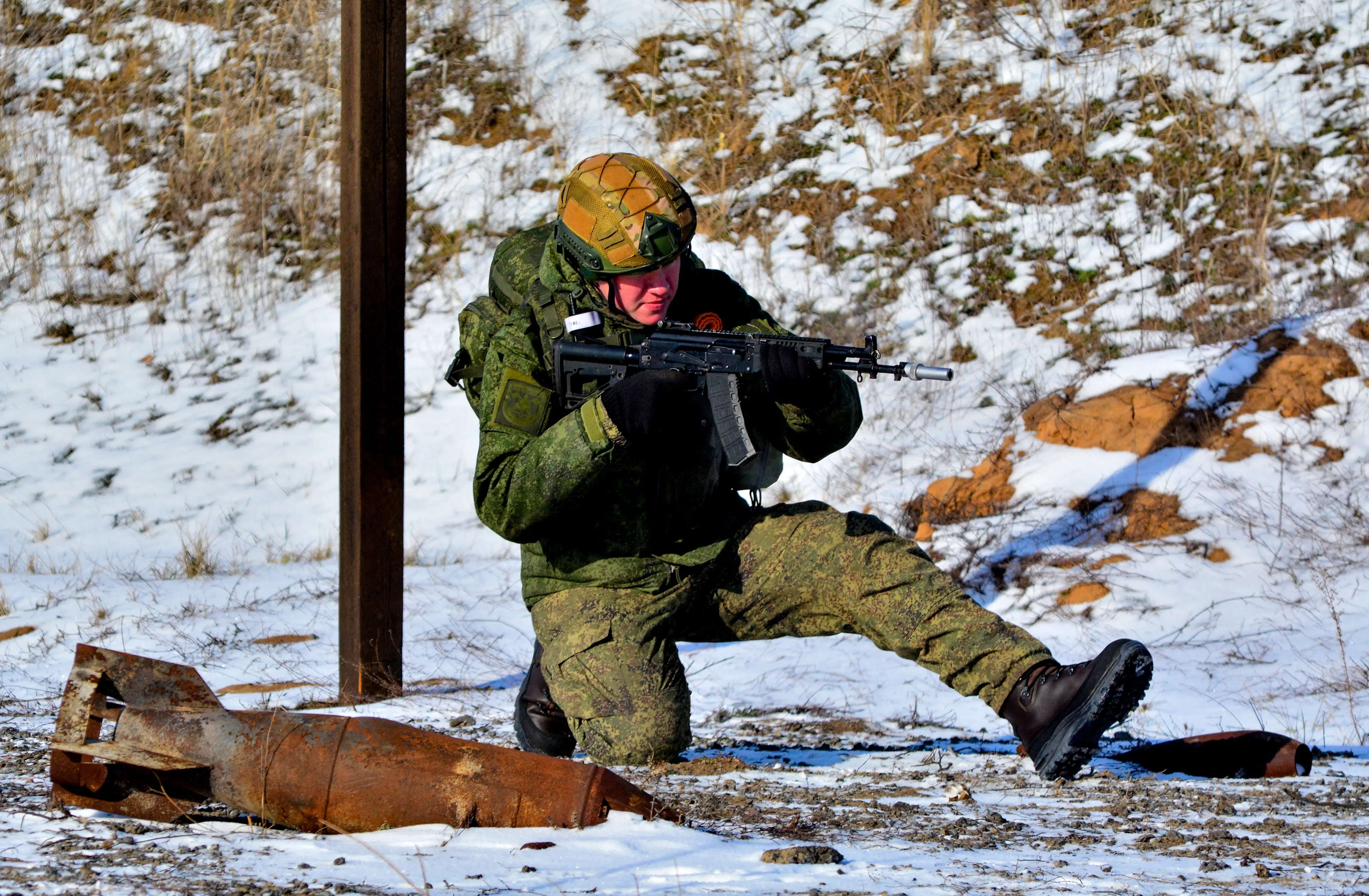 A military training exercise held by an engineer unit of the Russian Southern Military District.