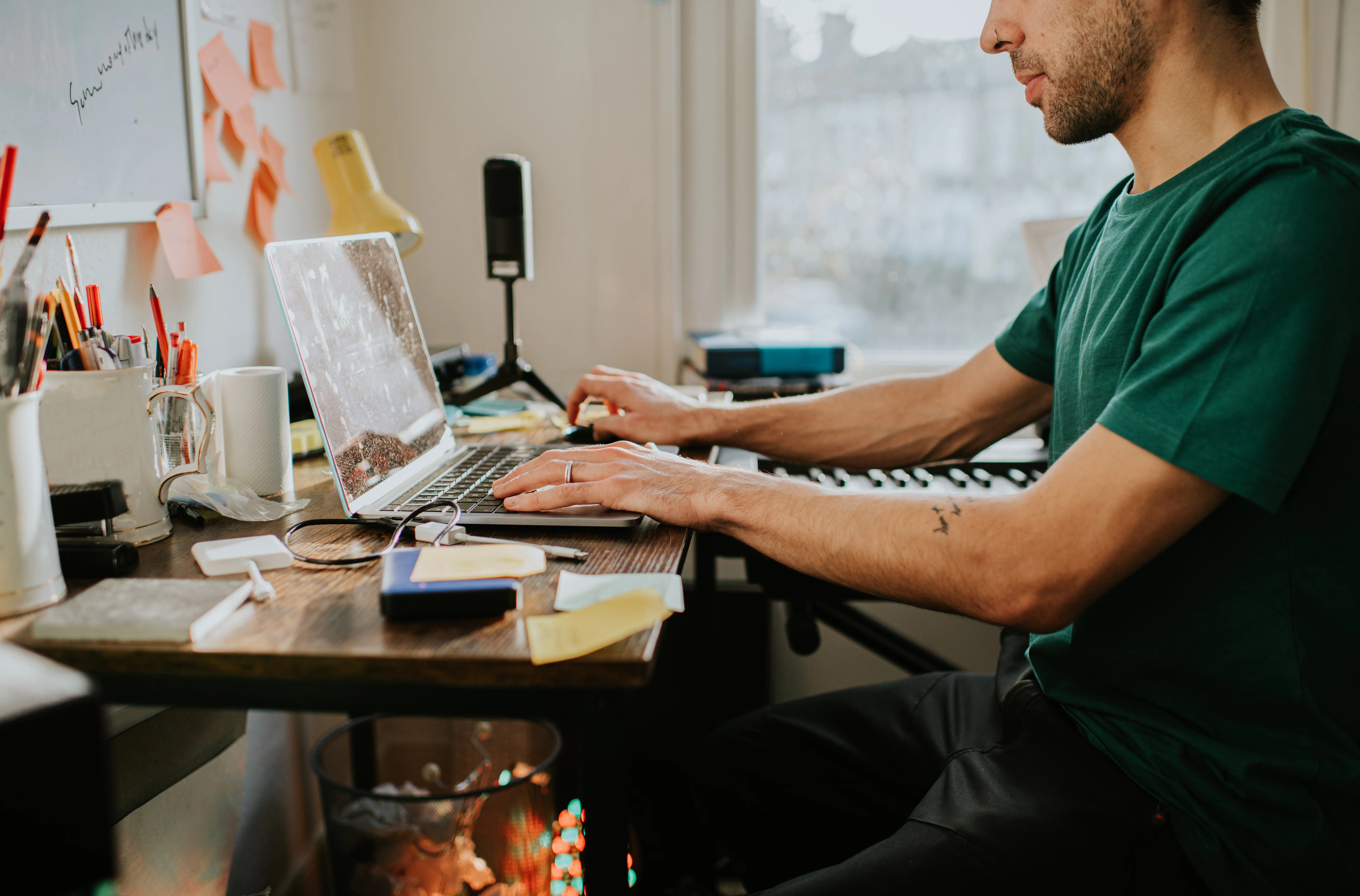 A man working on his desk