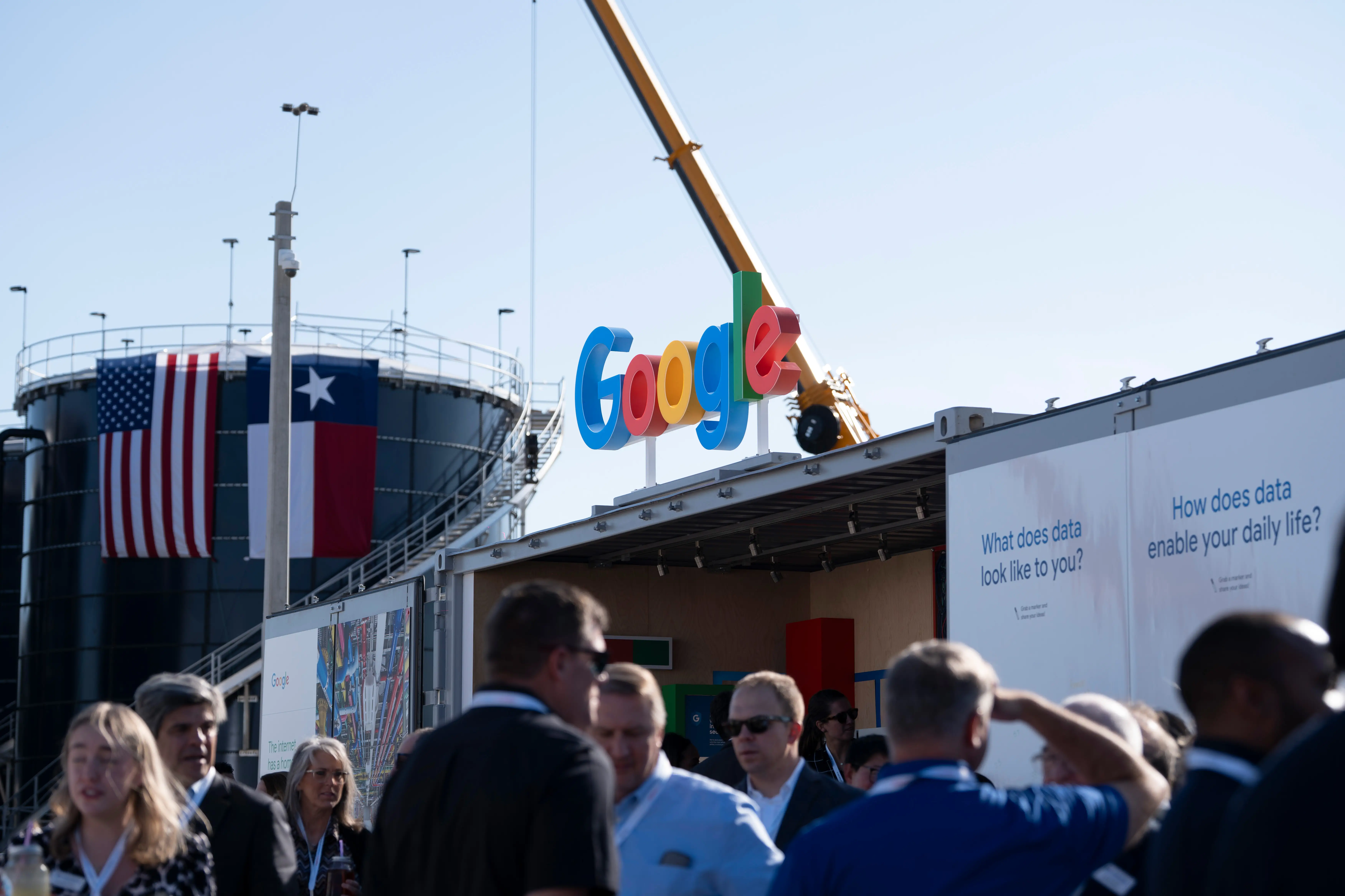 Attendees during a media event at the Google Midlothian Data Center in Midlothian, Texas.