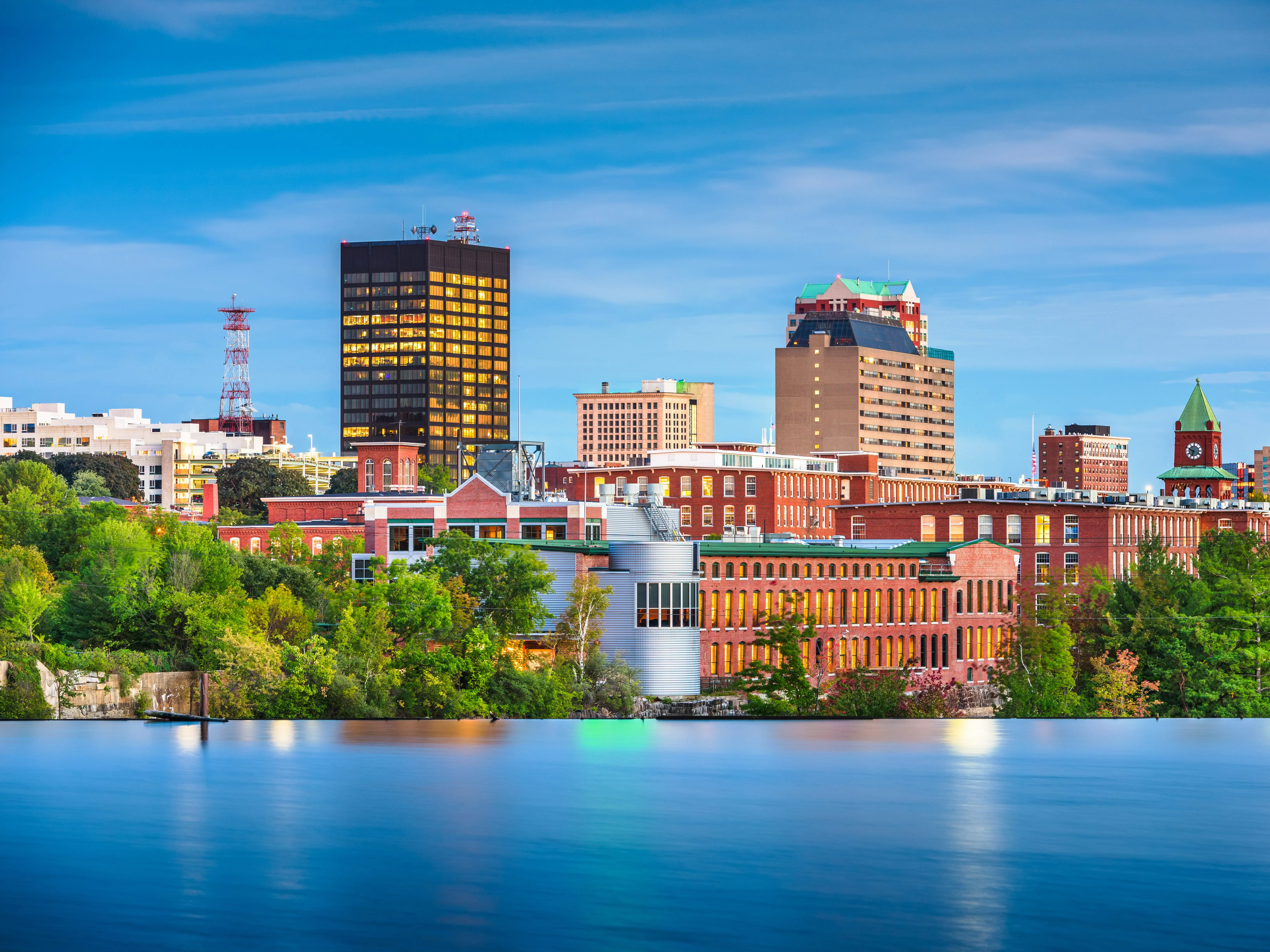 Skyline of Manchester, New Hampshire.