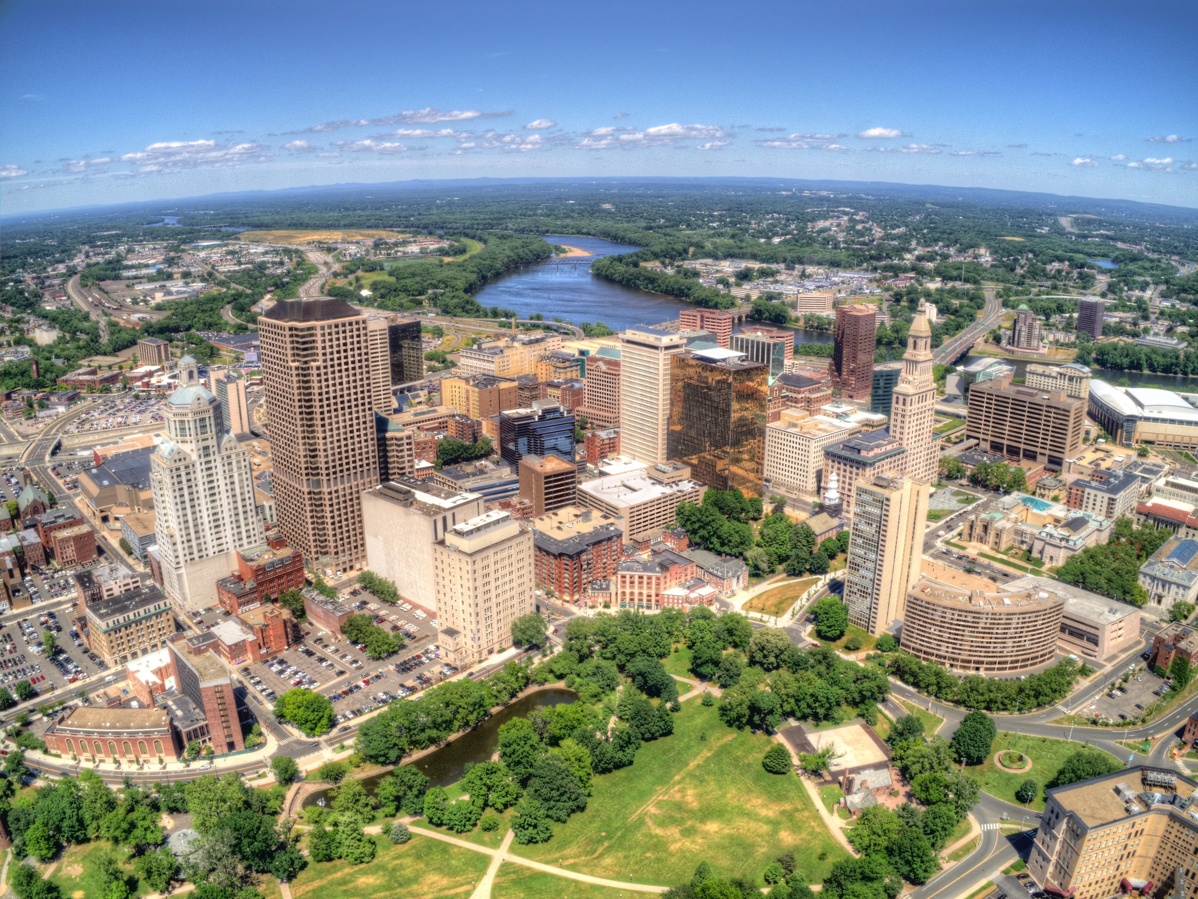 Aerial view of Hartford, Connecticut.