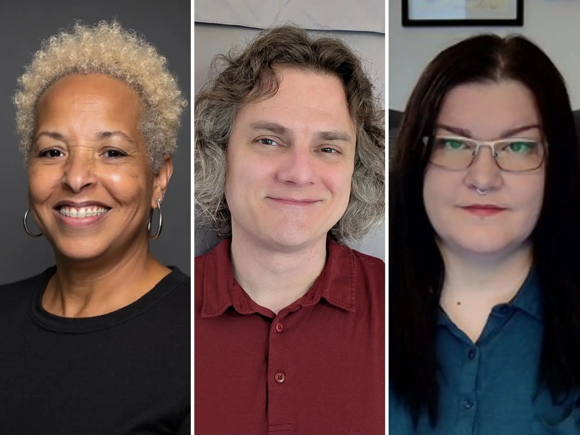 Robin Peppers Daniel (left), Aaron Laniewicz (center), Valerie Lockhart (right)