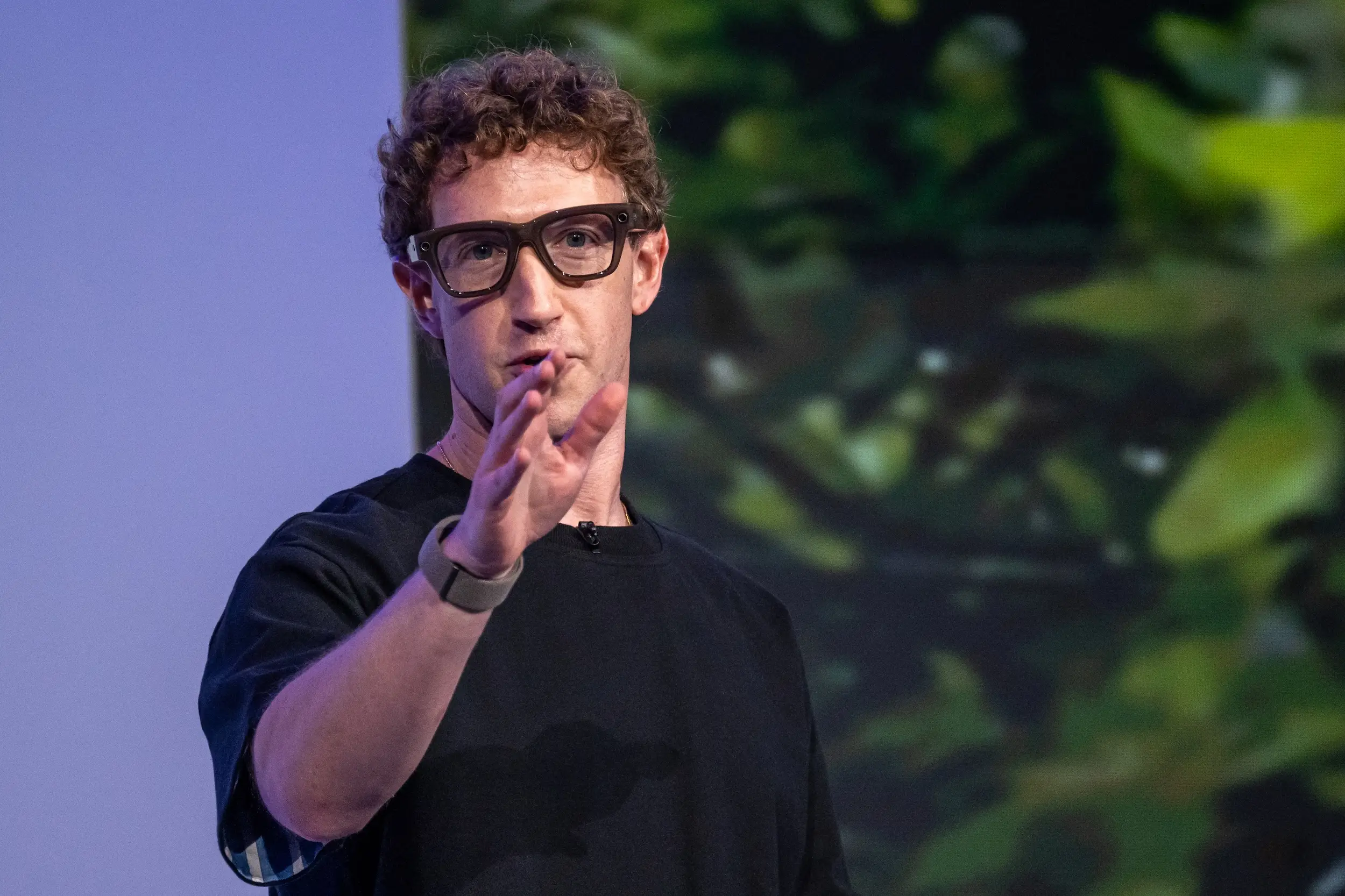 Mark Zuckerberg speaks at an event
