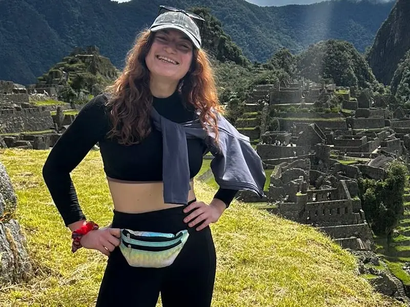 Cornelia Holzbauer in front of machu picchu