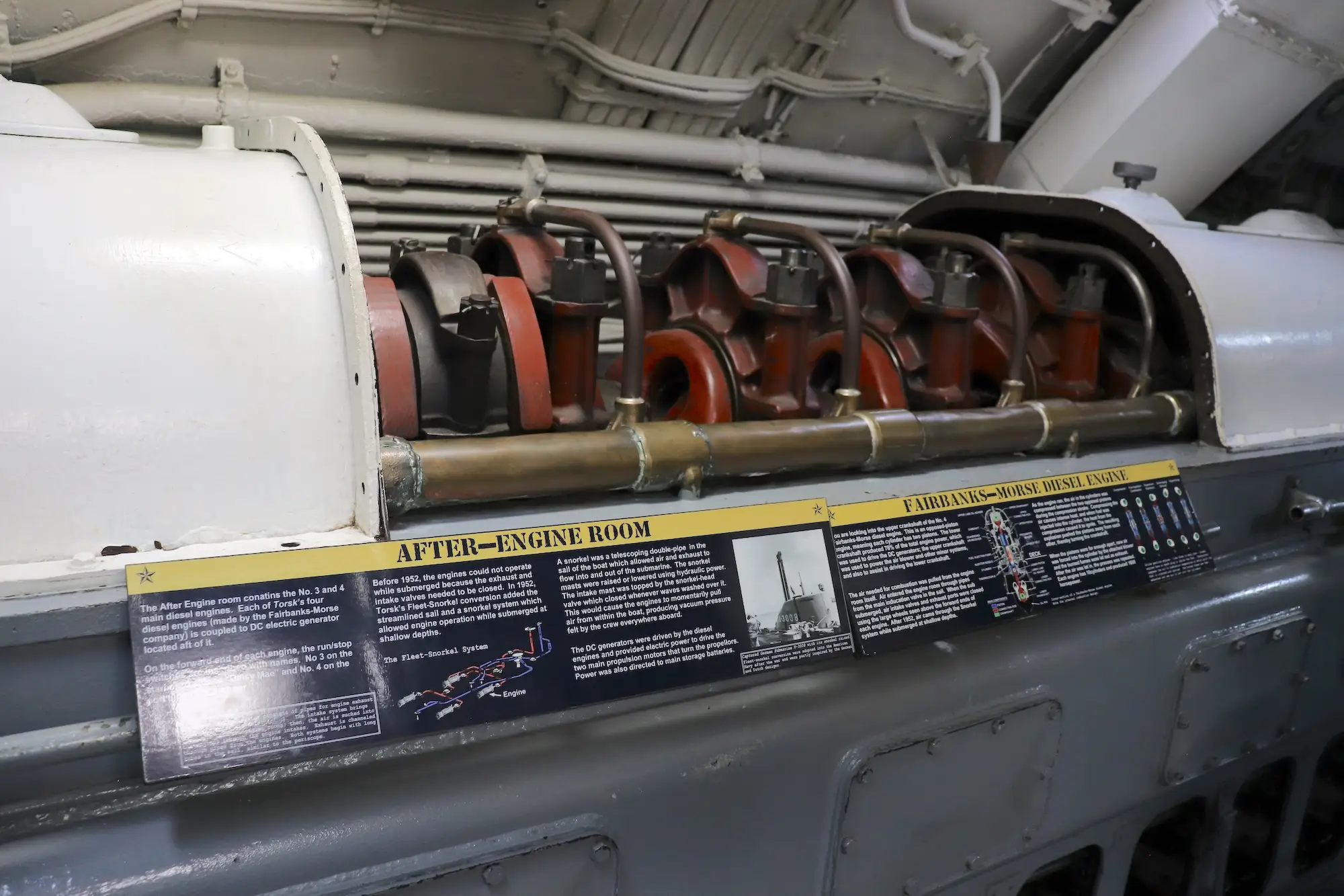 The after engine room on the USS Torsk.