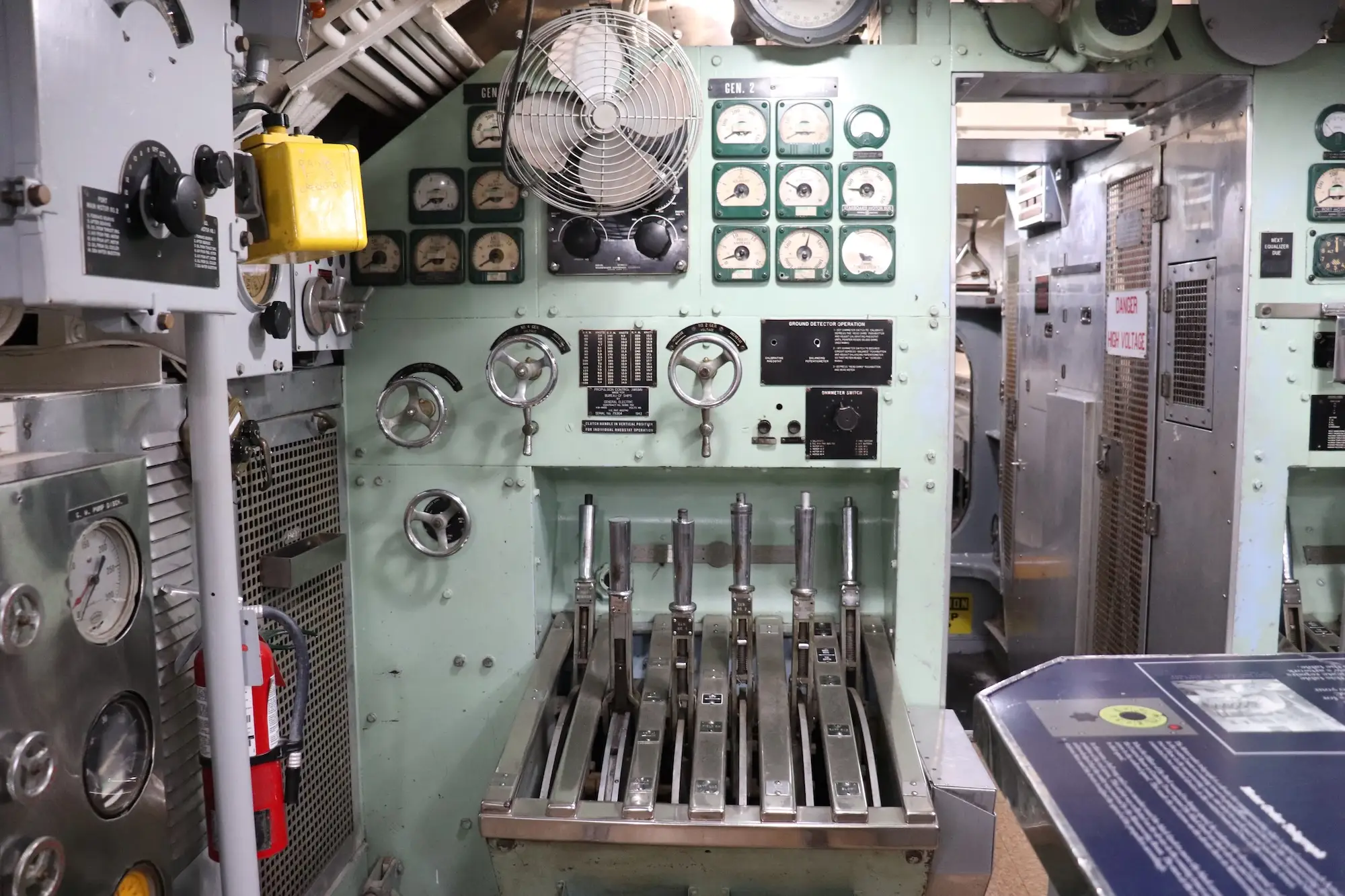 The maneuvering room on the USS Torsk.
