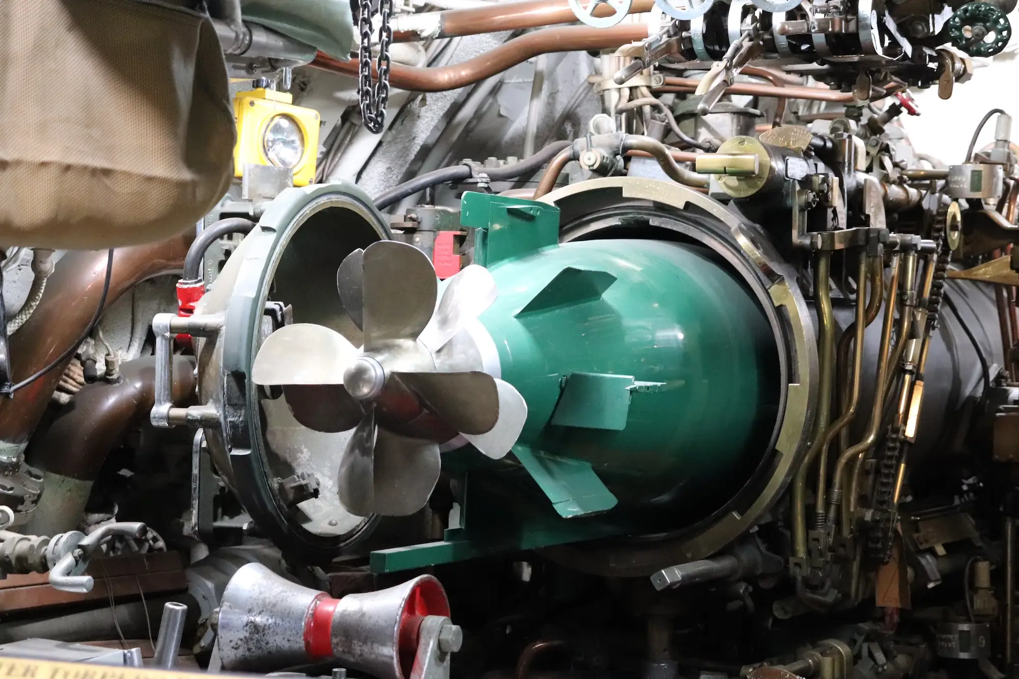 Tube No. 7 in the after torpedo room on the USS Torsk.
