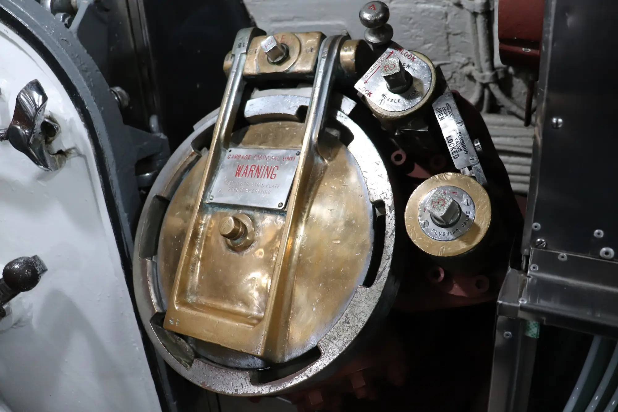 A garbage disposal unit on the USS Torsk.
