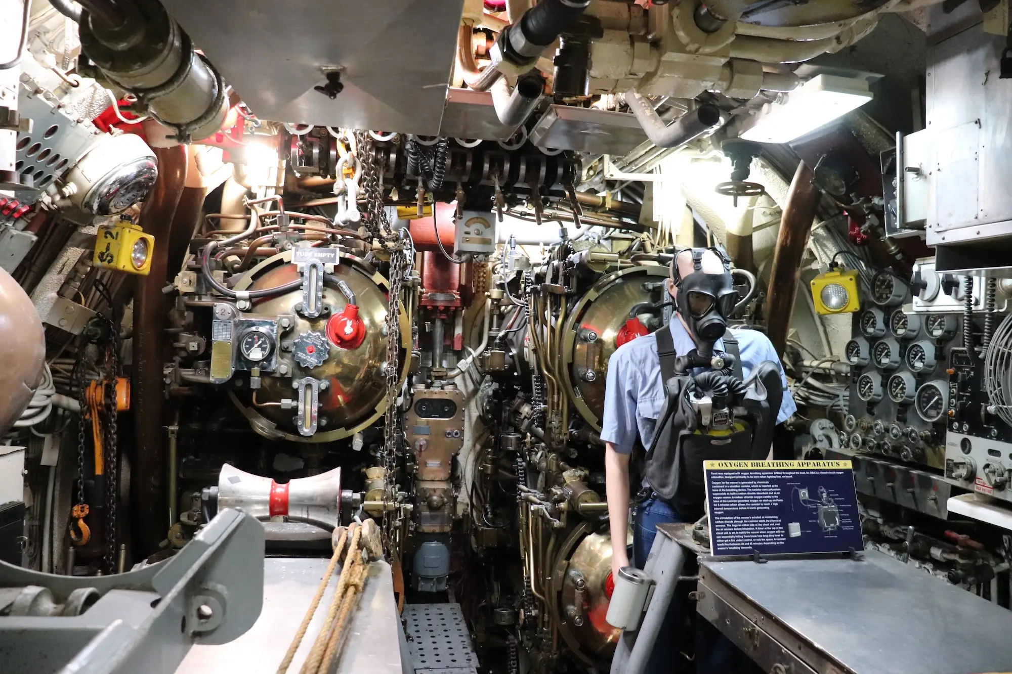 The forward torpedo room on the USS Torsk.