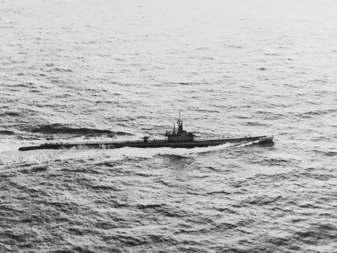 The USS Torsk photographed at sea in 1945.