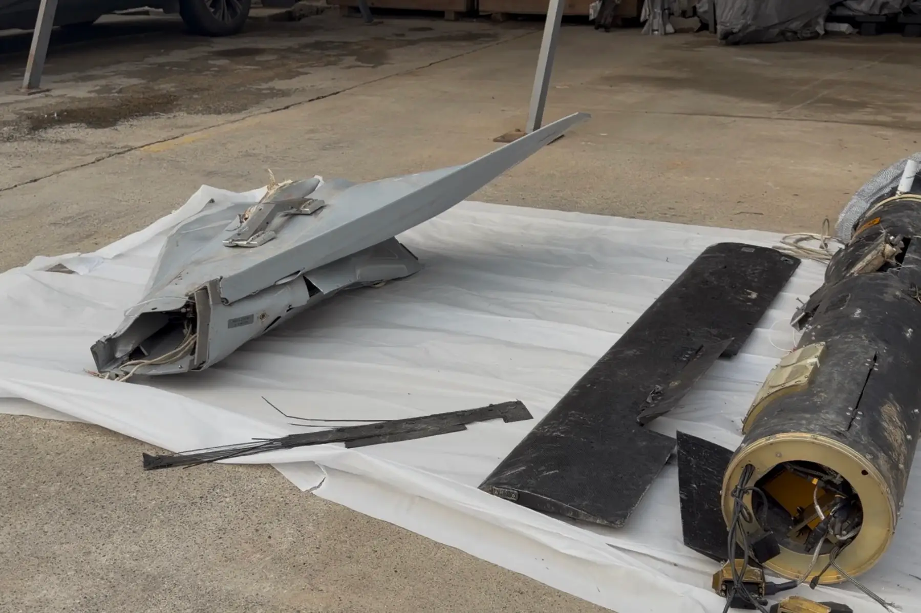 Officials recovered a new jet-powered drone (at left) designed with sharp angles to reduce its radar signature.