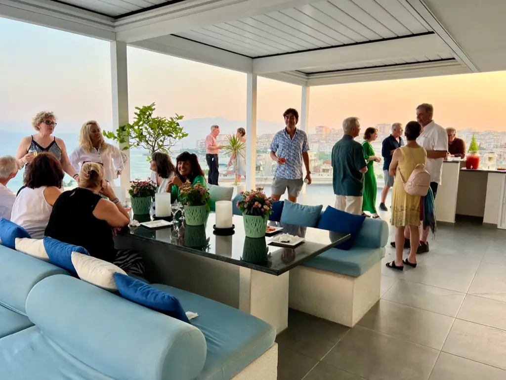 An event on a rooftop in Albania.