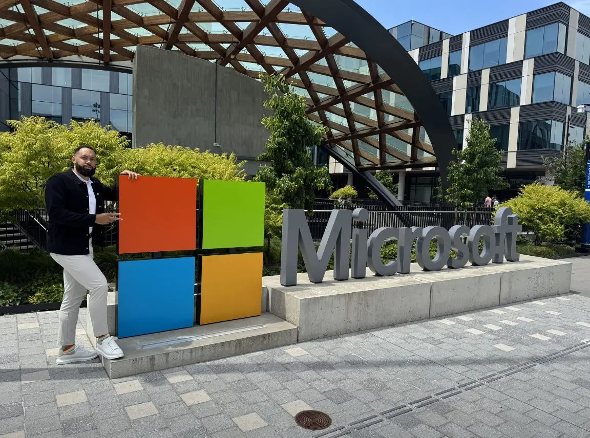 Benjamin Phillips by Microsoft sign