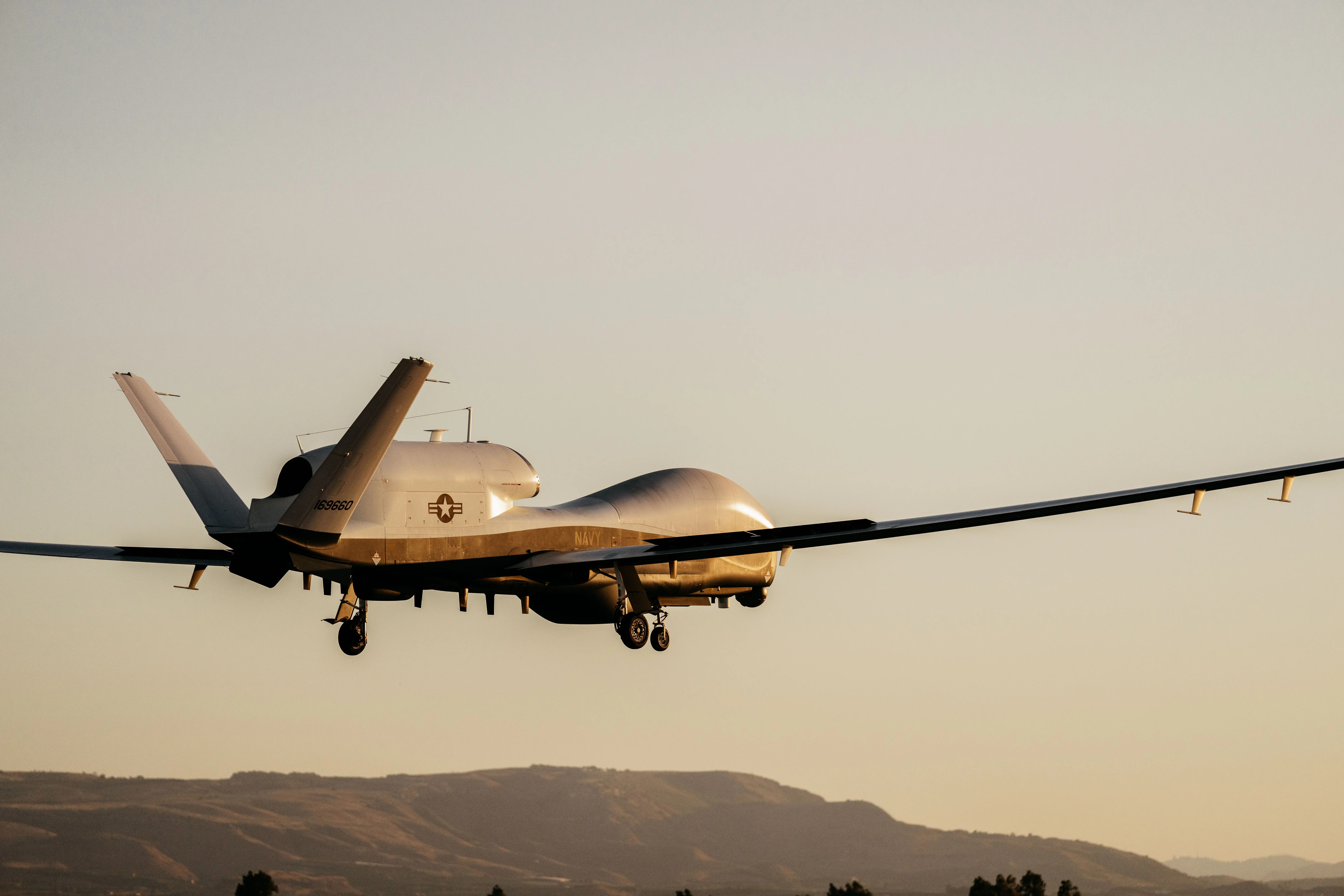An MQ-4C Triton assigned to Uncrewed Patrol Squadron (VUP) 19 prepares to land at Naval Air Station (NAS) Sigonella, Italy, Jul. 2, 2024.