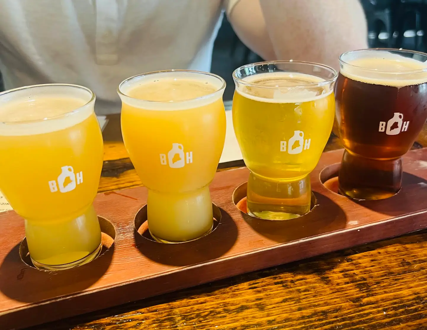 A flight of beers at Brickyard Hollow Brewing.