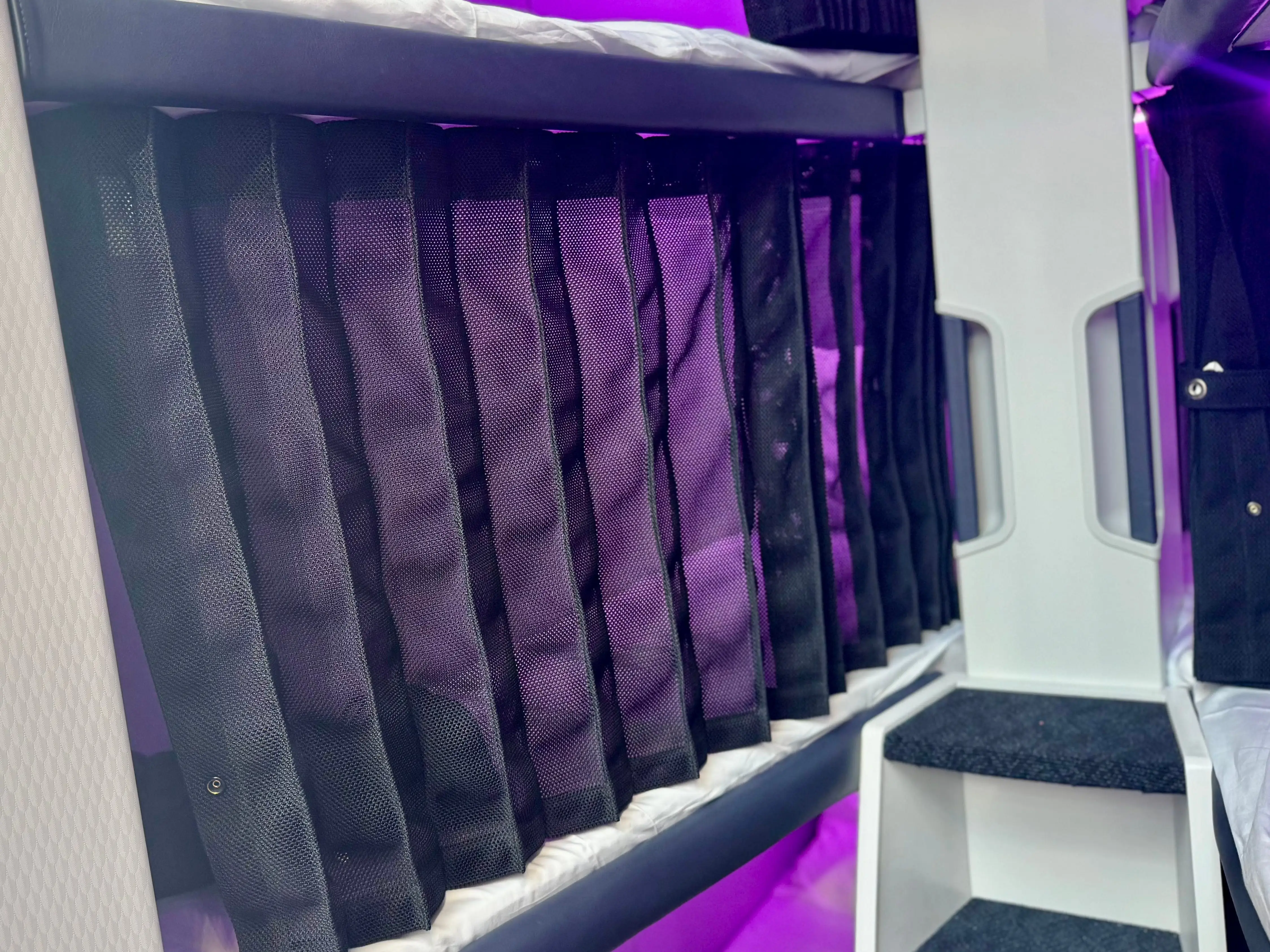 The closed curtain on the Skynest.