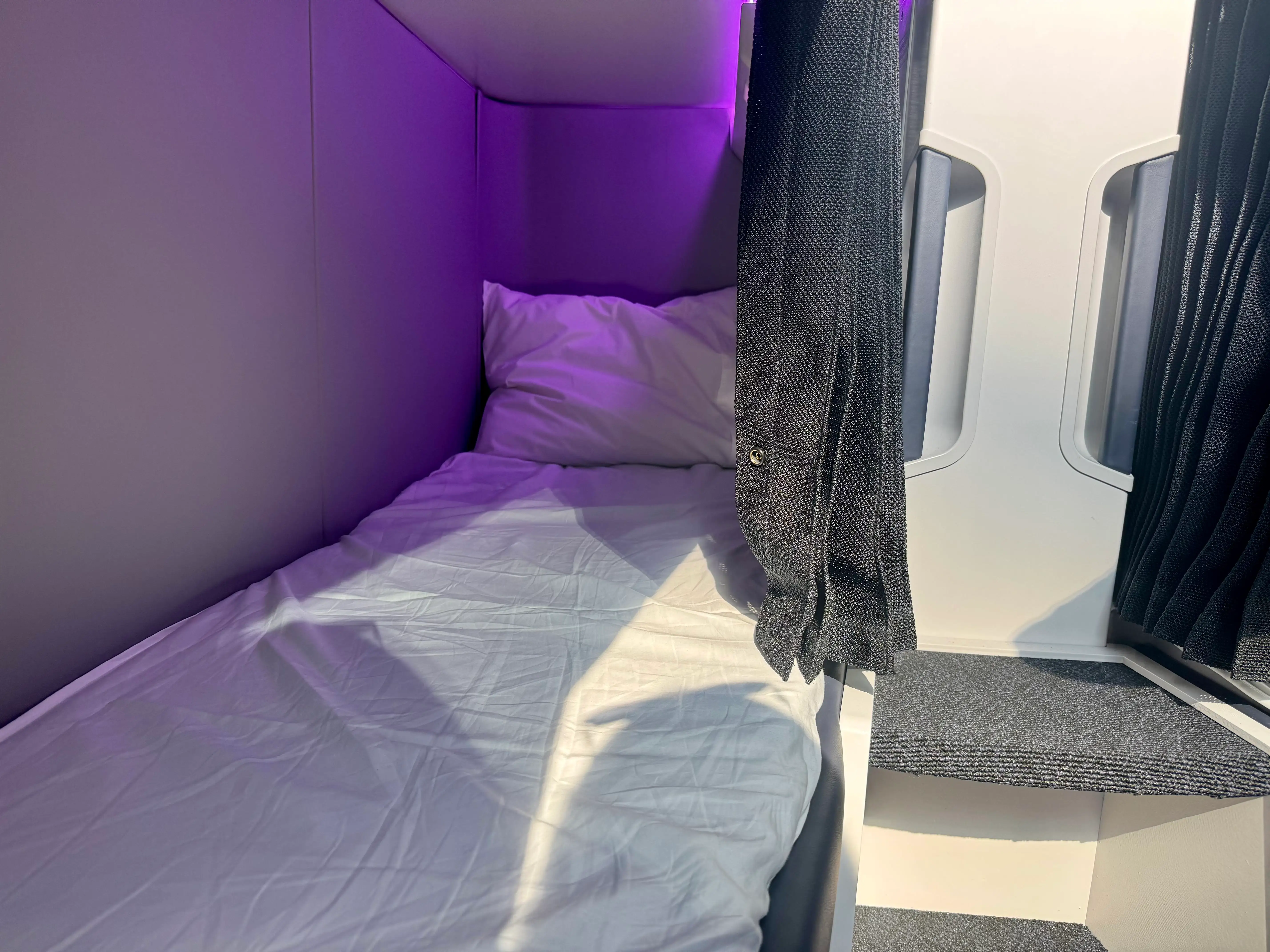 The cozy Skynest bed.