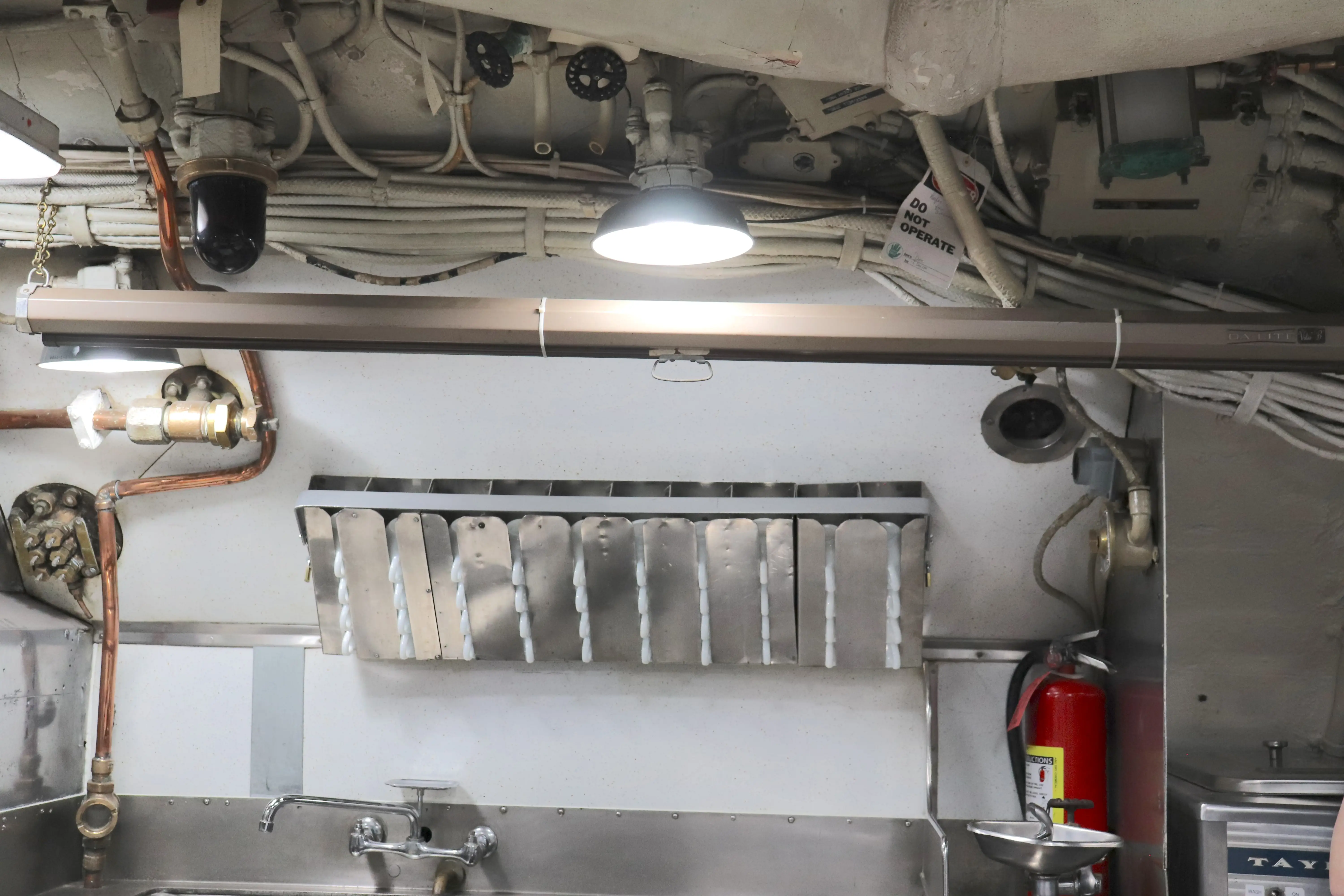 A projector in the crew's mess on USS Torsk.