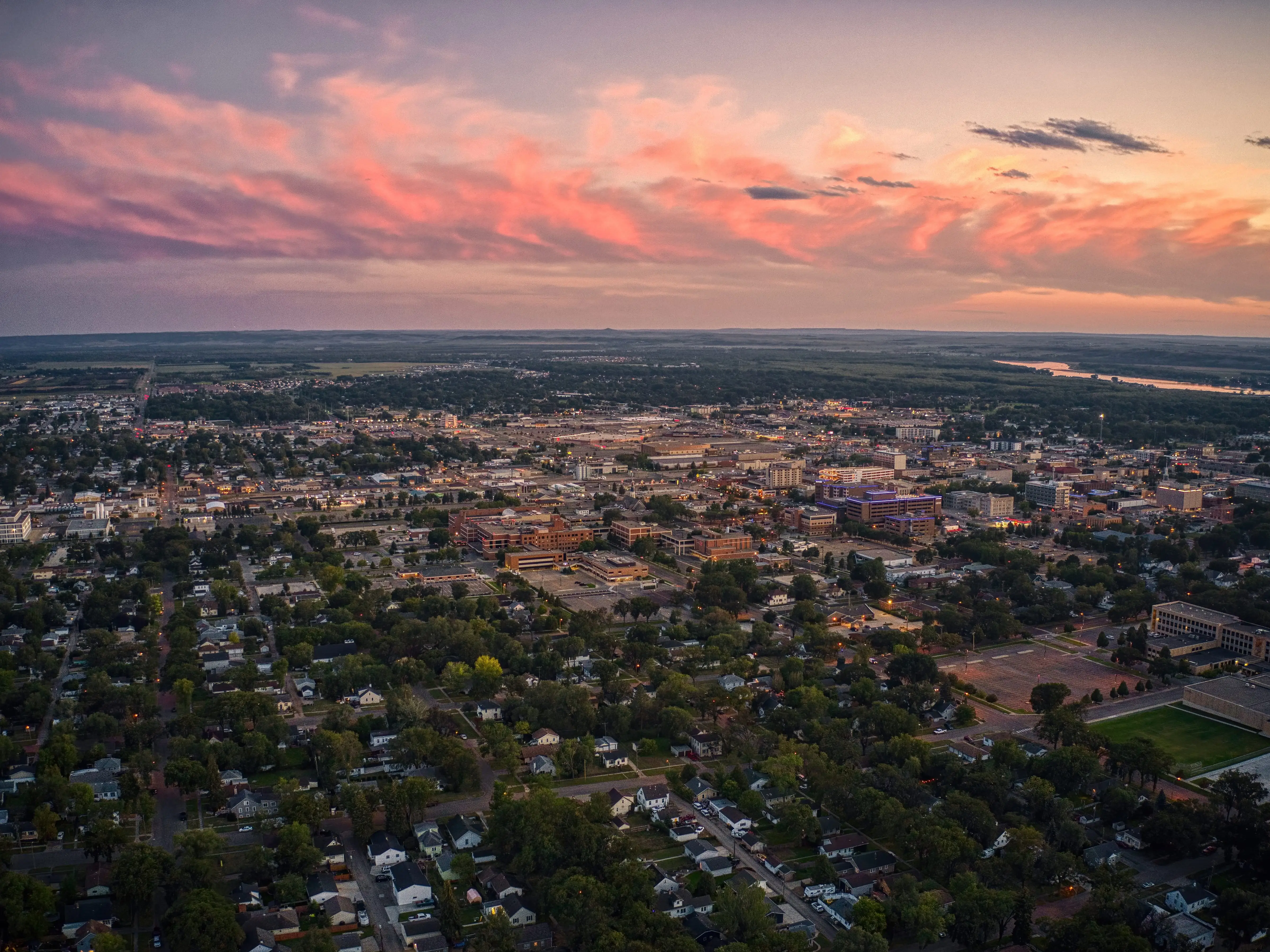 Aerial View of Bismarck, North Dakota during Summer