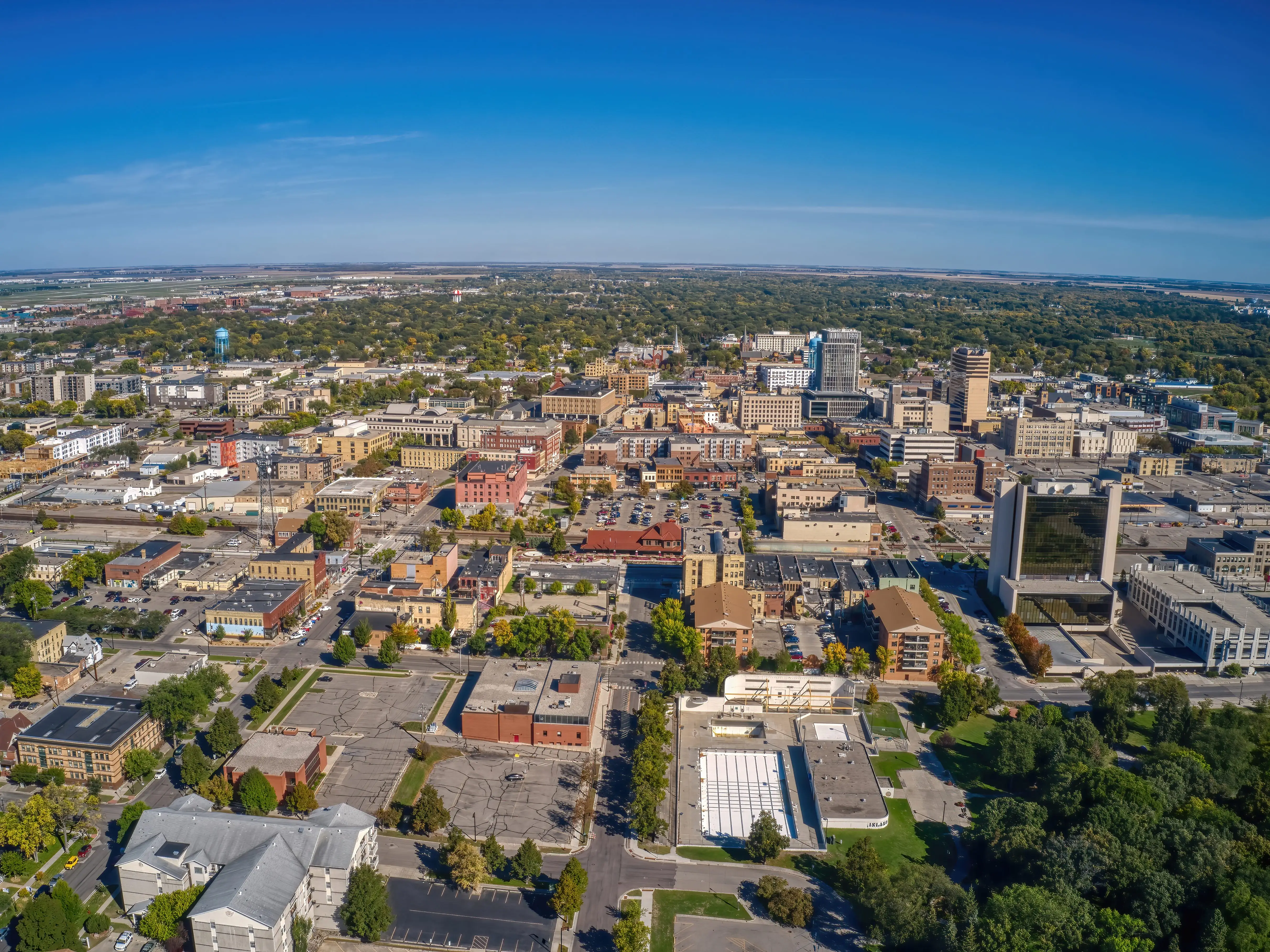 Aerial View of Fargo, North Dakota in early Autumn