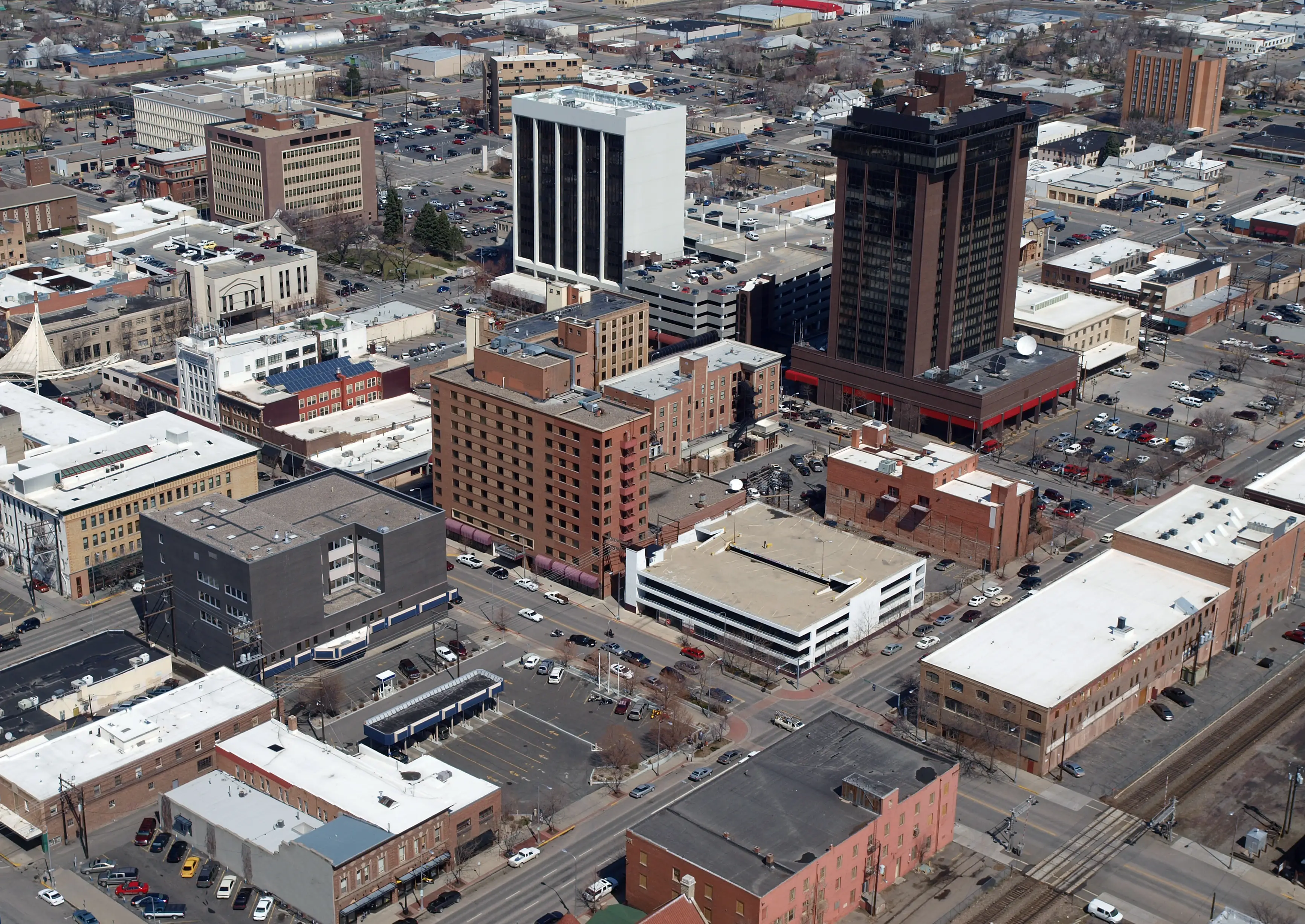 Aerial of Downtown Billings Montana in the midwestern United States.