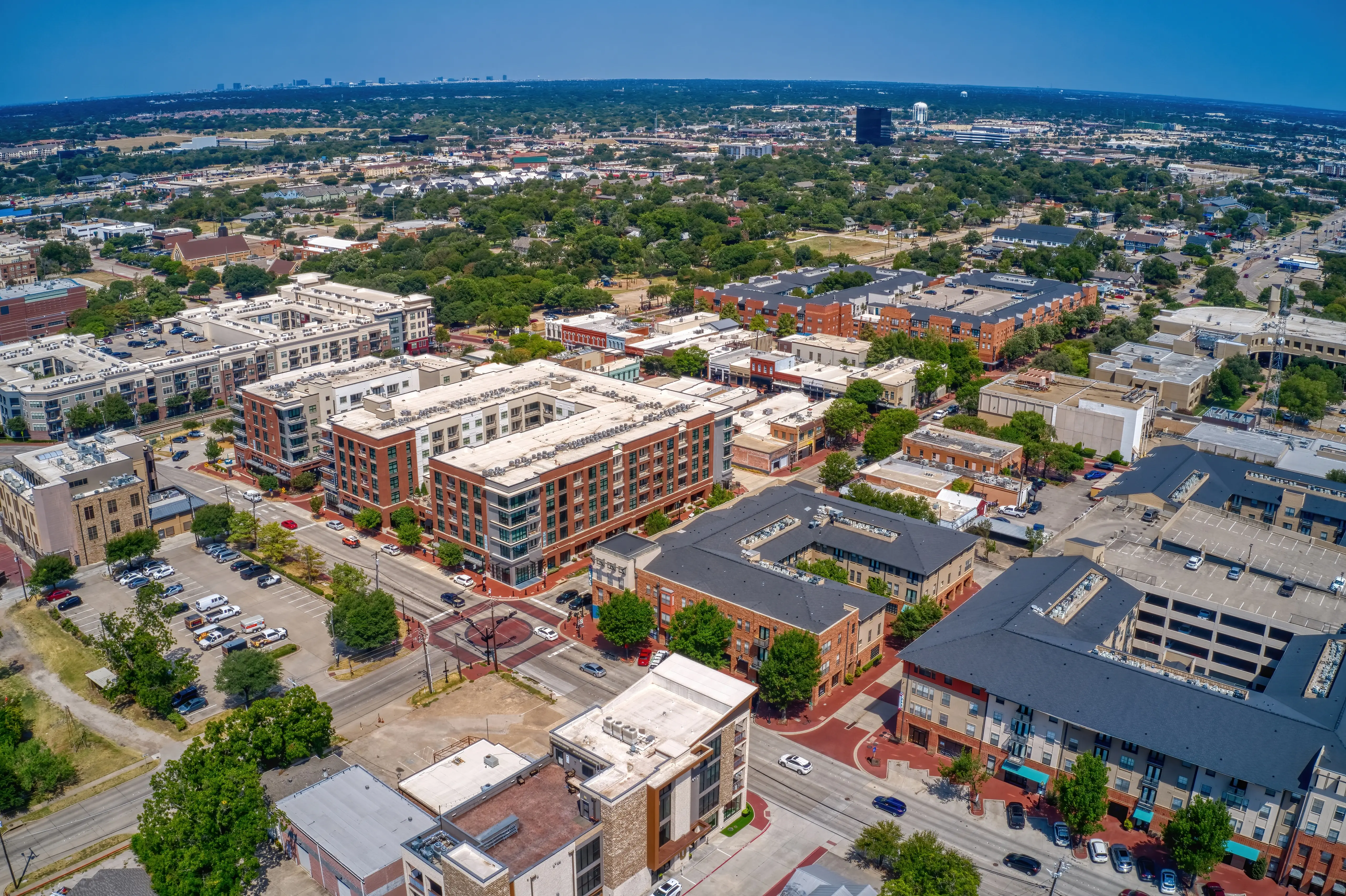 Aerial View of Downtown, Plano Texas in the DFW Metro